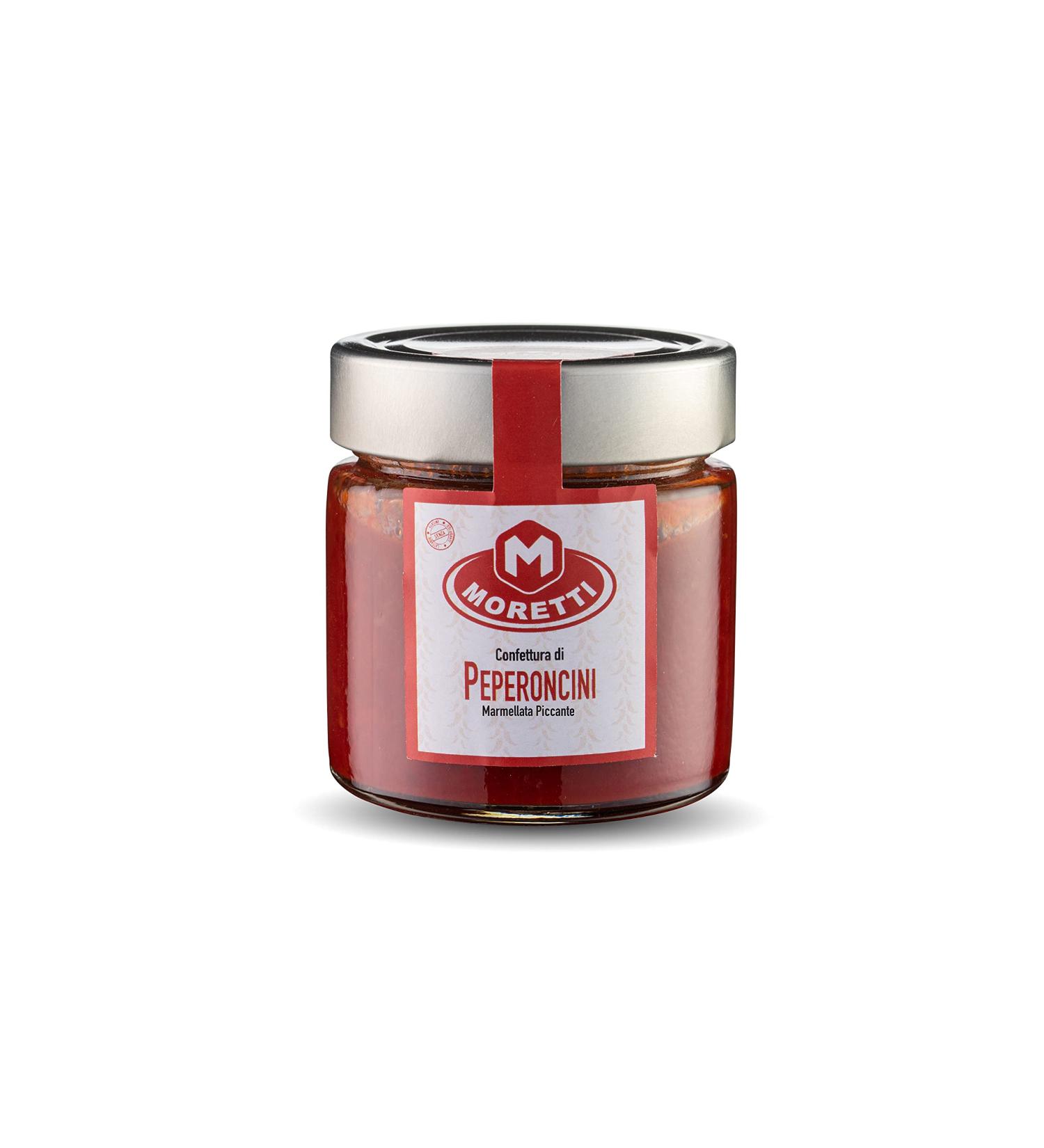 Moretti Confiture de Poivrons de Calabre et Oignon Rouge de Tropea IGP | 240 g Conditionn en Verre | Fabriqu en Calabre (Confiture de piment)