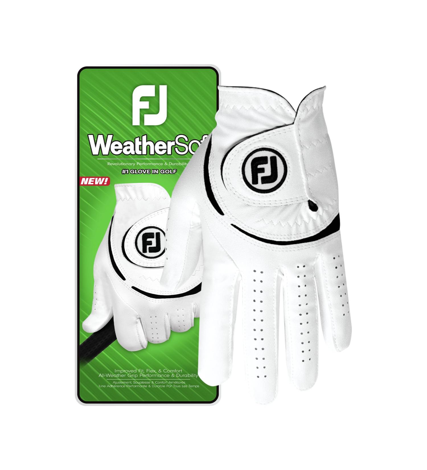 FootJoy Men's Weathersof Golf Glove - Premium White/Black | Top Choice for Comfort & Grip - Buy Online on GoSupps.com