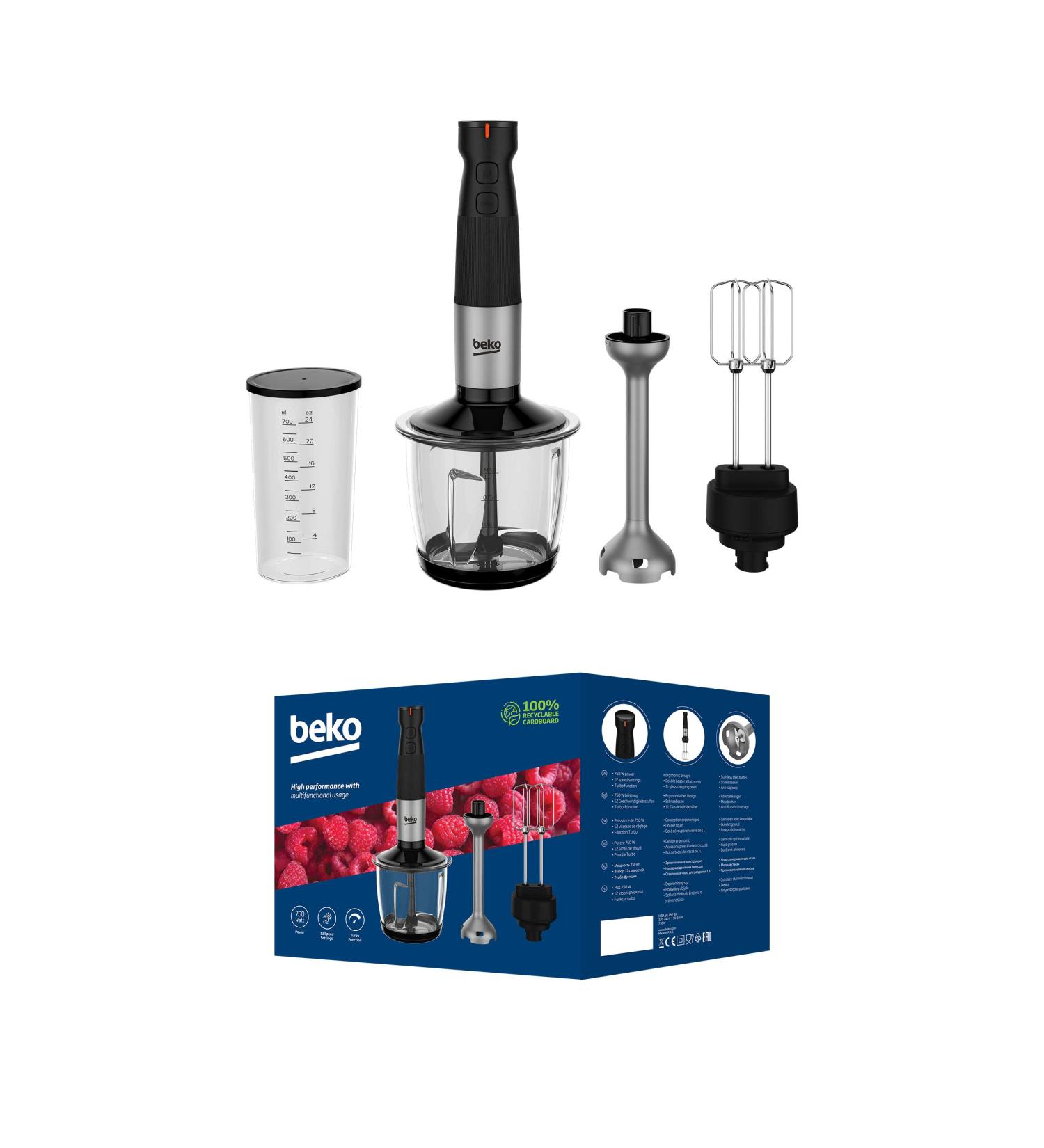 Buy Beko Stand Mixer Set HBA 81762 BX - 750W Stainless Steel Blades 700ml Mug Glass Accessories - International Shipping Available - Buy Online on GoSupps.com