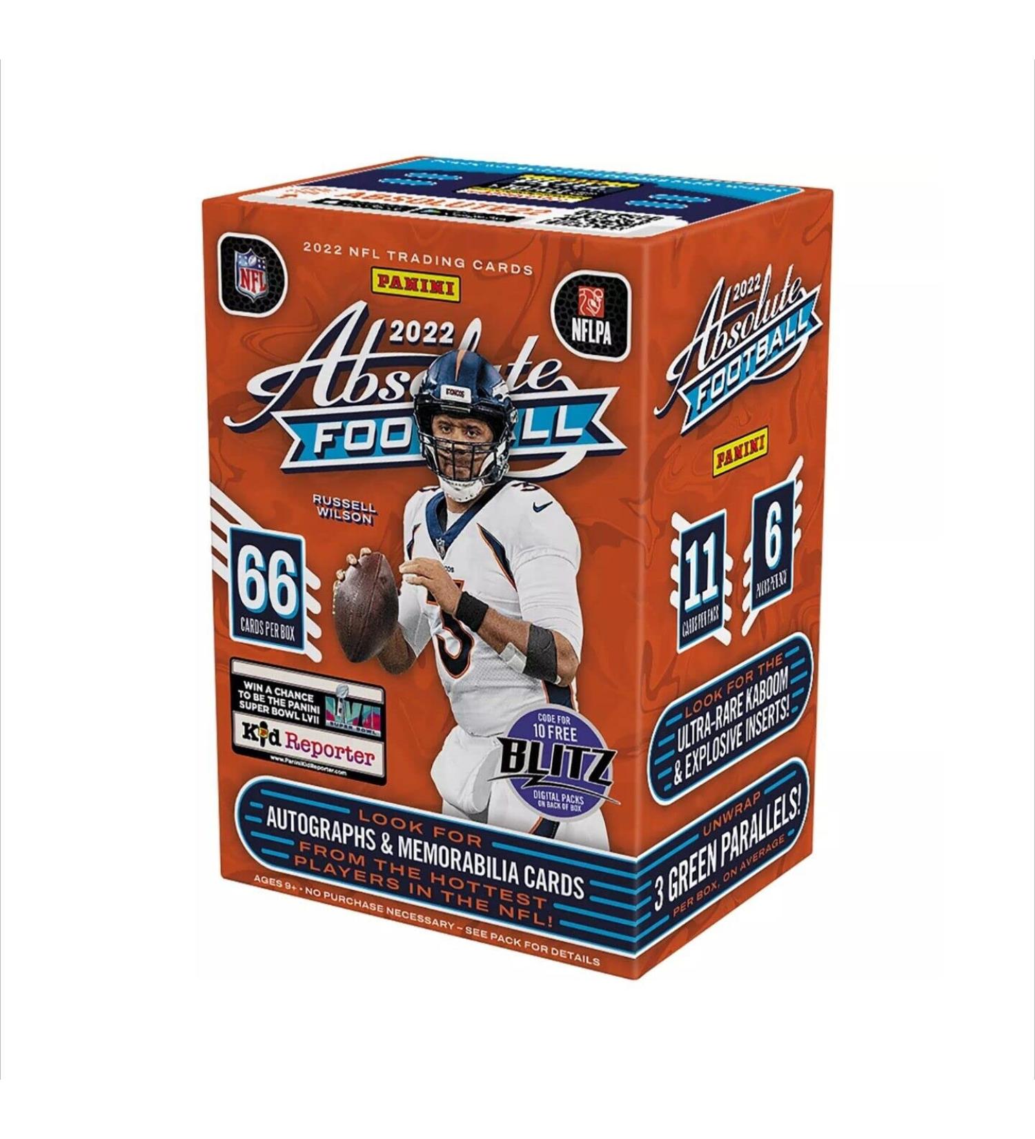 2022 Panini Absolute Football Trading Card Blaster Box (66 Cards)