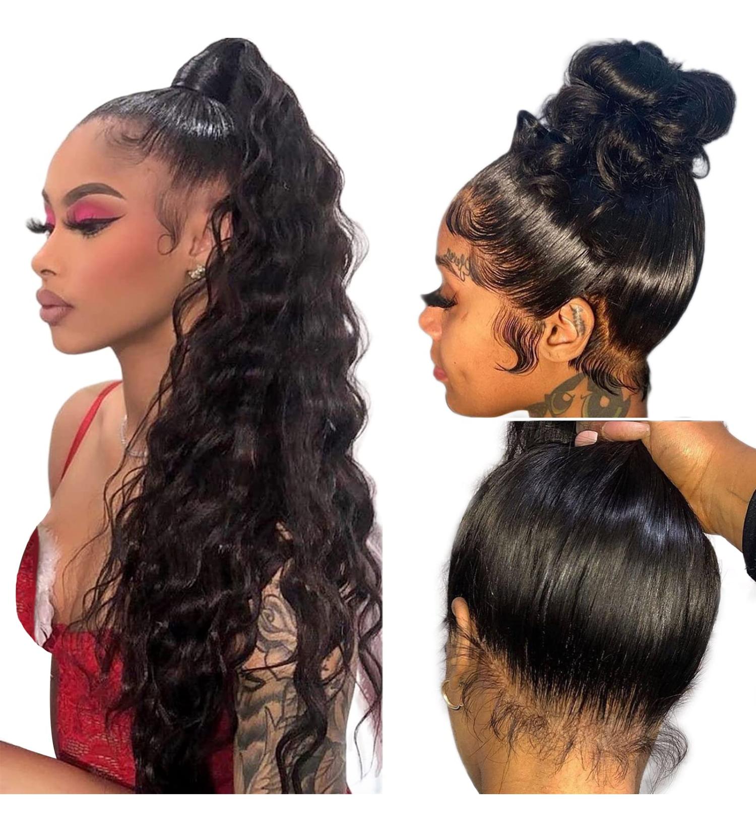 Alionly 18 Loose Deep Wave 360 Lace Front Wig 180% Density HD Lace Pre Plucked Glueless Wig for Black Women - Can Make Ponytail and Updo - Buy Online on GoSupps.com