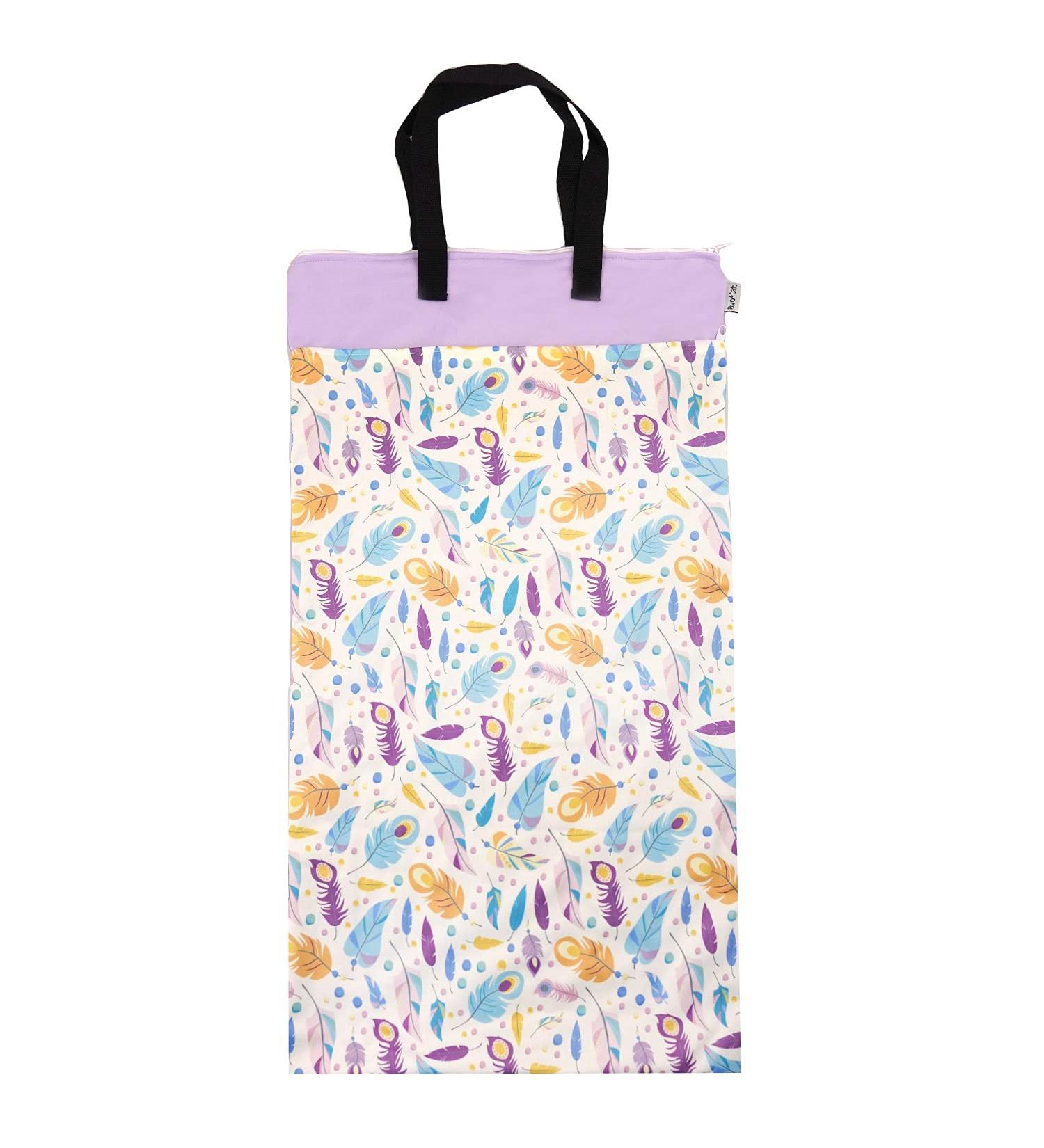 Avo&Cado wet bag Duo (XL) with dry compartment (feathers/violet)