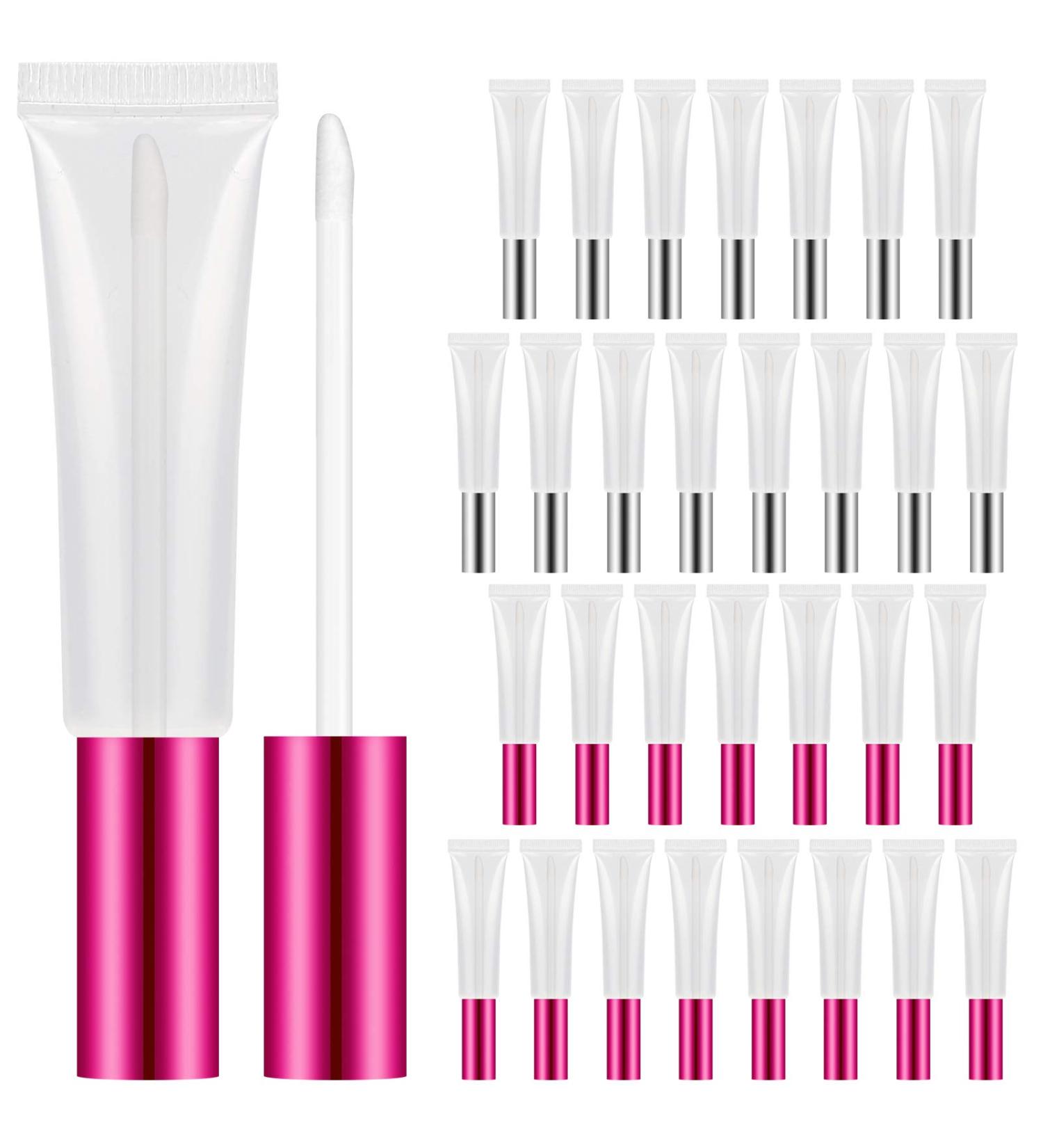 Suoundey 30 Count 10ml Empty Lip Balm Bottles - Clear Lip Gloss Containers for DIY Lip Gloss - Reusable Lipstick Bottles with Rubber Stoppers - Buy Online on GoSupps.com