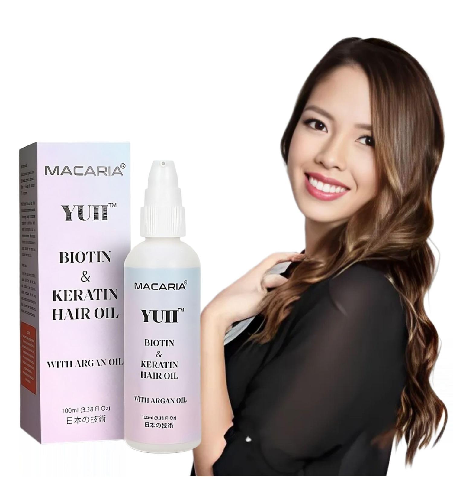 Macaria Herbal Pvt ltd YUII Biotin + Keratin + Argan Oil Hair care Miracle Oil Hair Thickening + Moisturizing Hair Growth Oil For Women Men with Dry Frizzy Weak Hair and Hair Loss - Buy Online on GoSupps.com