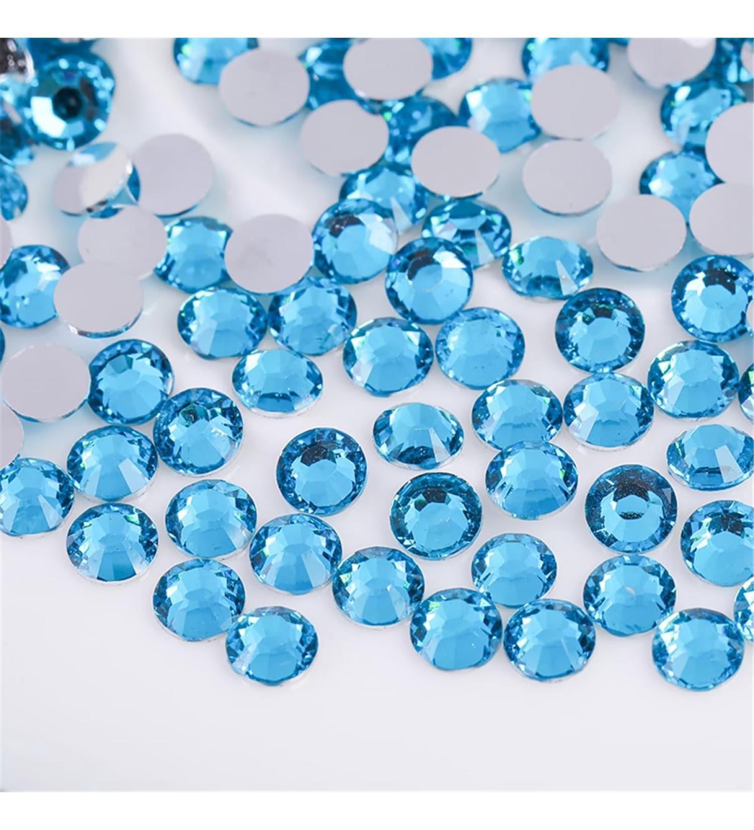 3000 Pieces SS6 2mm Flatback Rhinestones Clear Glass Round Gems Crystals for Nail Art DIY Crafts Clothes Shoes Bags (Aqua Blue) - Buy Online on GoSupps.com