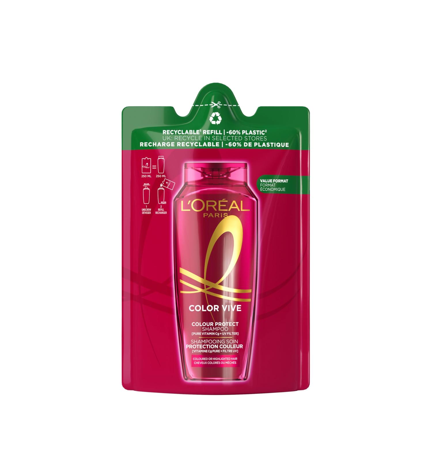 L'Or al LOr al Paris Elvive Color Vive Shampoo Refill Colored hair or highlights Maintains the color intensity and vibrancy of the color LOR AL PARIS ELVIVE COLOR VIVE Shampoo Refill 250ml - Buy Online on GoSupps.com