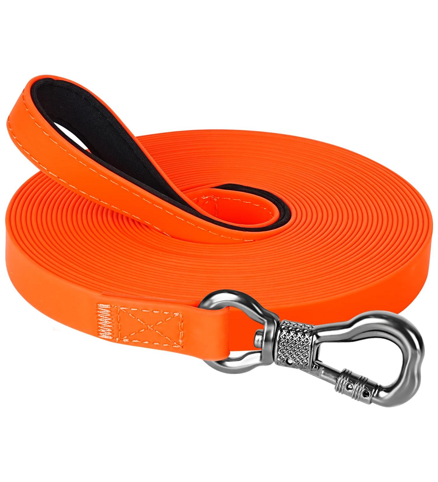 X Xben Waterproof Tow Lines for Dogs | 20m Rubberized Training Leash with Lockable Carabiner | Perfect for Medium-Sized Dogs | Durable & Bright Neon Orange - Buy Online on GoSupps.com