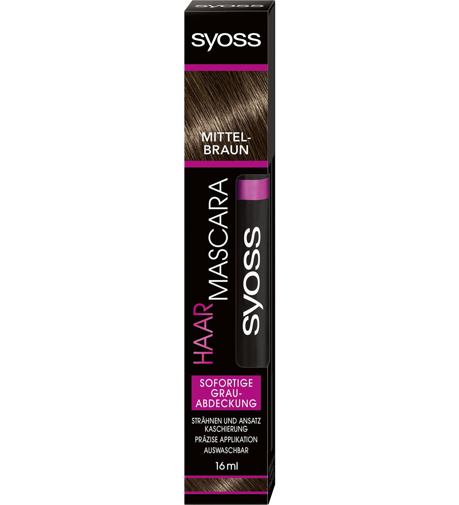SYOSS Hair Mascara Medium Brown 16 ml - Instant Grey Coverage (Pack of 1) - Buy Online on GoSupps.com