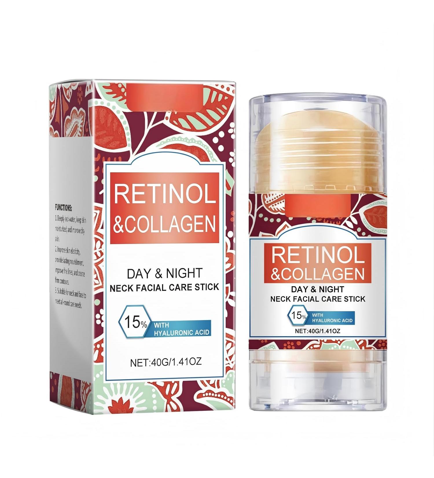 2pc Retinol & Collagen Neck Firming Serum Stick Anti-Aging Neck Tightening Cream for Decollete - Hydrate Firm & Repair Sagging Skin Day & Night Retinol Stick for Neck Care - Buy Online on GoSupps.com