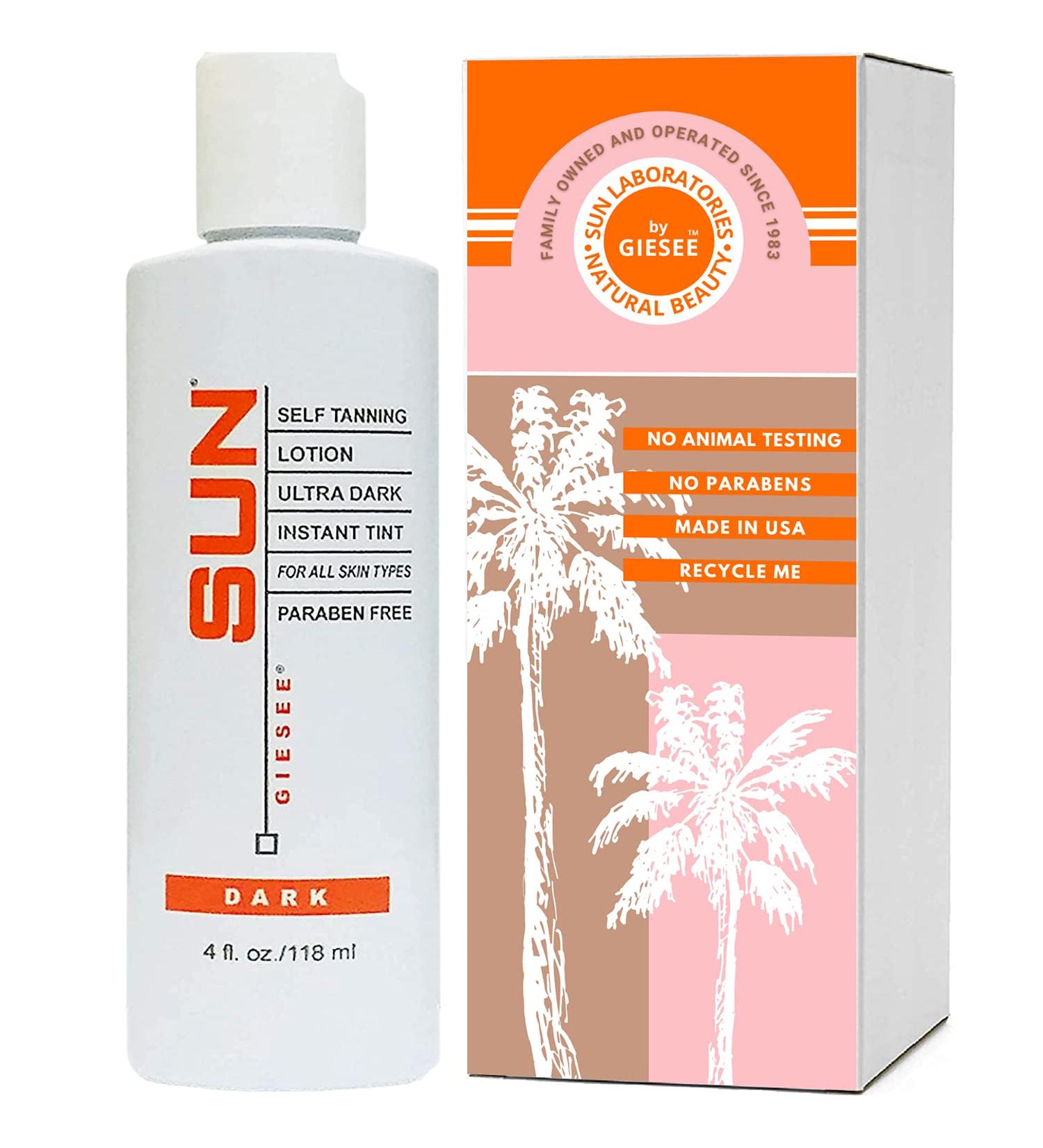 Sun Laboratories Ultra Dark Self-Tanning Lotion - 4 fl oz Bottle for Body & Face - Sunless Tan Golden Glow - Dark Shade - Long-Lasting Results - Buy Online on GoSupps.com