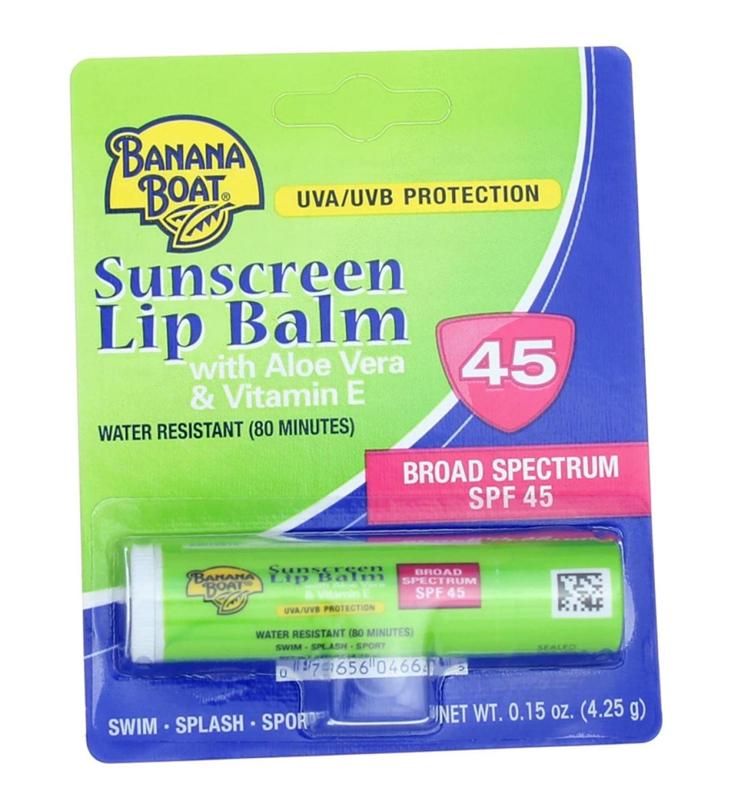 Banana Boat Aloe Vera Lip Balm SPF 45 - Value Pack of 3 (0.15 oz each) - Buy Online on GoSupps.com