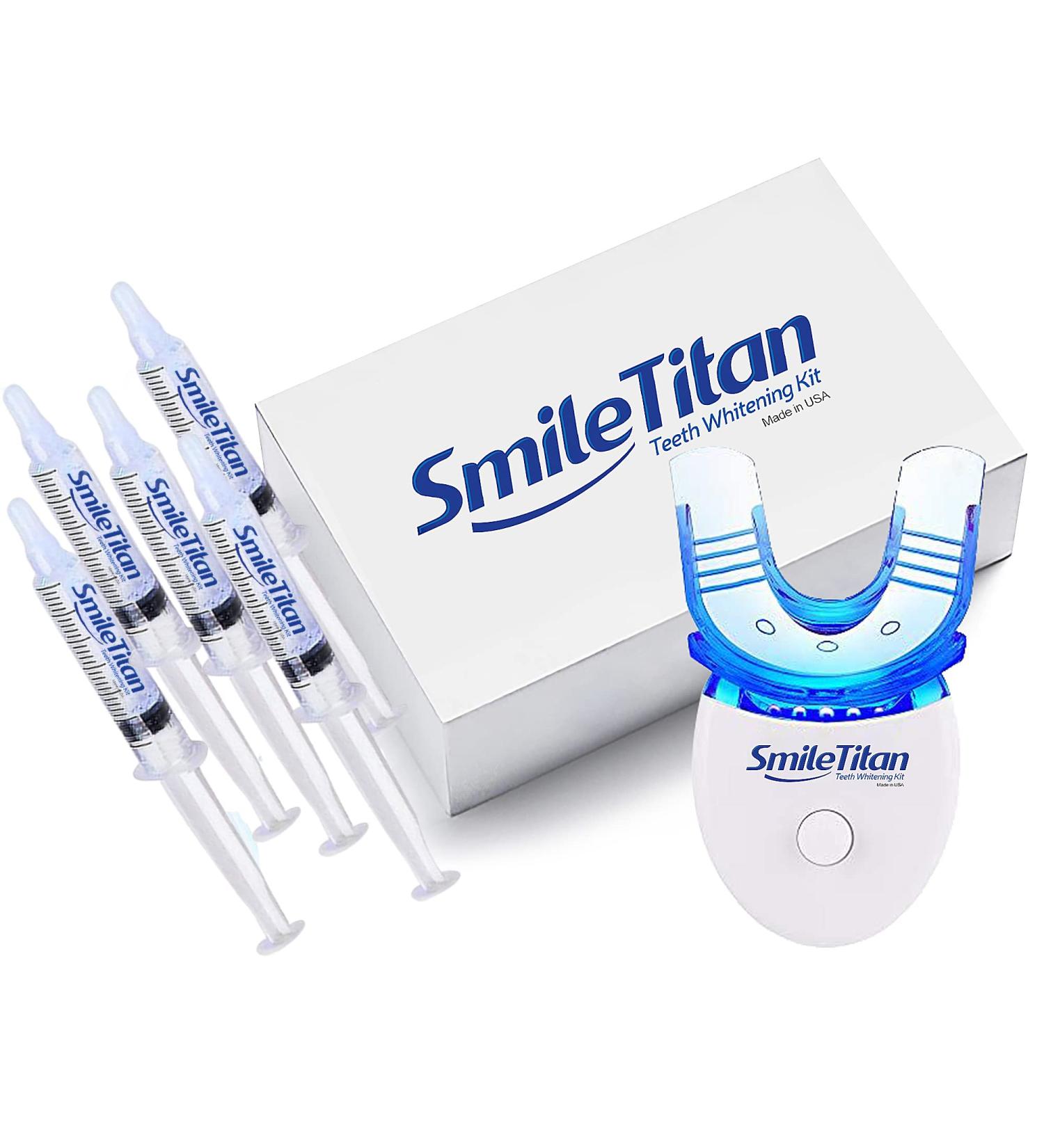 Smile Titan Teeth Whitening Kit, Teeth Whitening Gel (4) with 5X LED Accelerator Light and Tray Teeth Whitener 1 Count (Pack of 1)