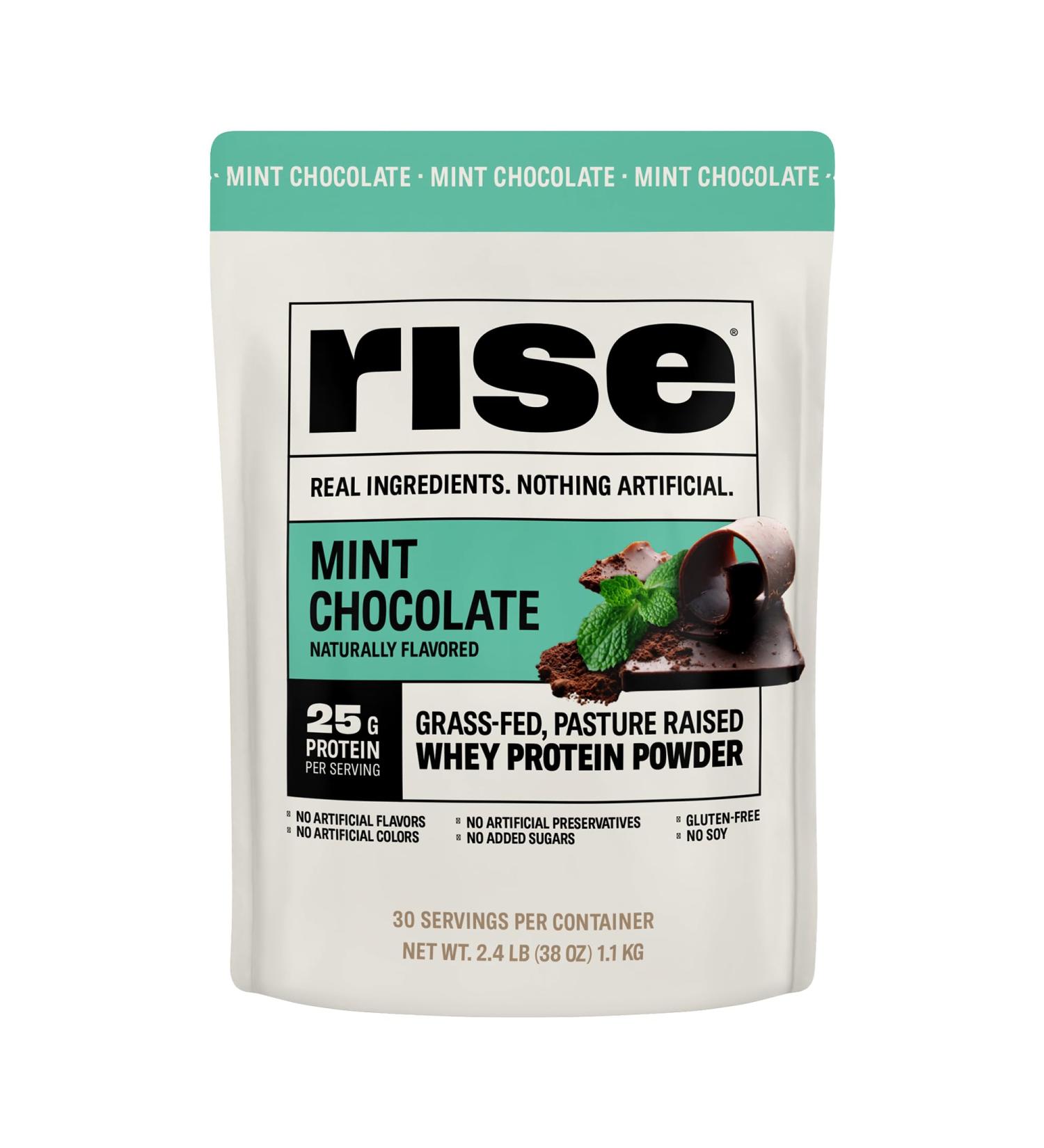 Buy Rise Whey Protein Powder - Mint Chocolate | 25g Protein Sugar-Free Gluten-Free No Artificial Flavors - 2.4 lbs International Shipping Available - Buy Online on GoSupps.com