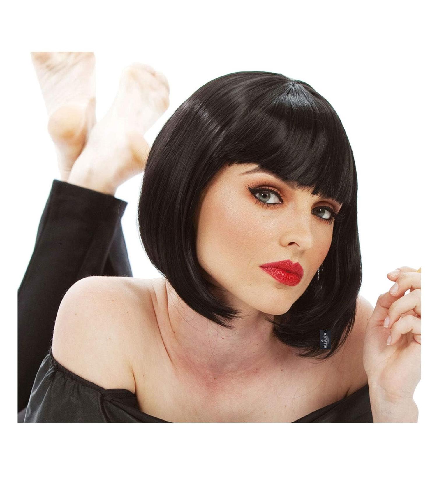ALLAURA Black Flapper Bob Wig with Bangs 20s Wig Costume 1920s Flapper Wigs for Women - Flapper Girl Wig - Buy Online on GoSupps.com