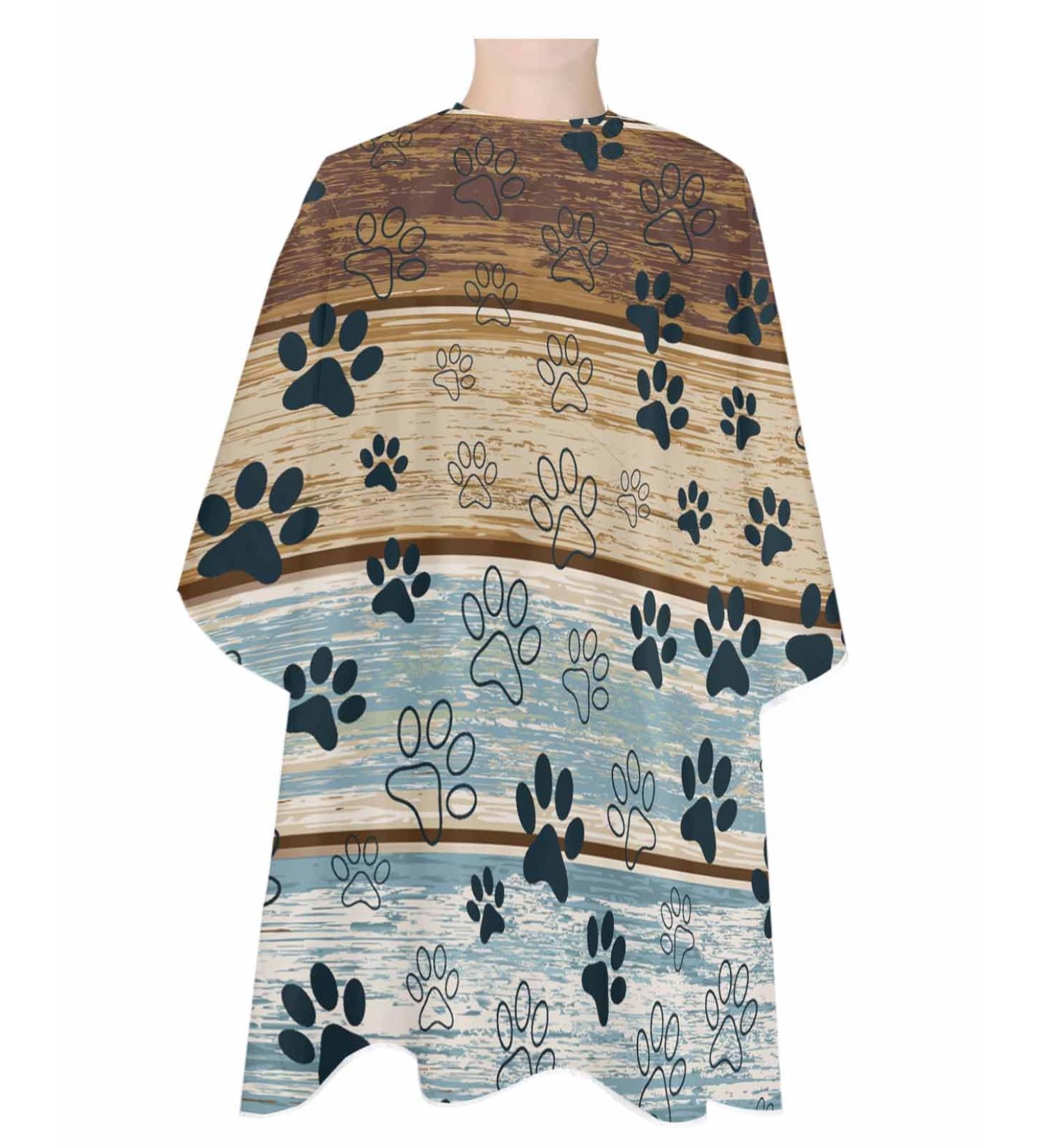 Shop Black Paw Print Barber Cape - Stylish Hair Cutting Cape for All Ages | Adjustable Neckline 55x63 Inch Perfect for Pets & Professionals - Buy Online on GoSupps.com