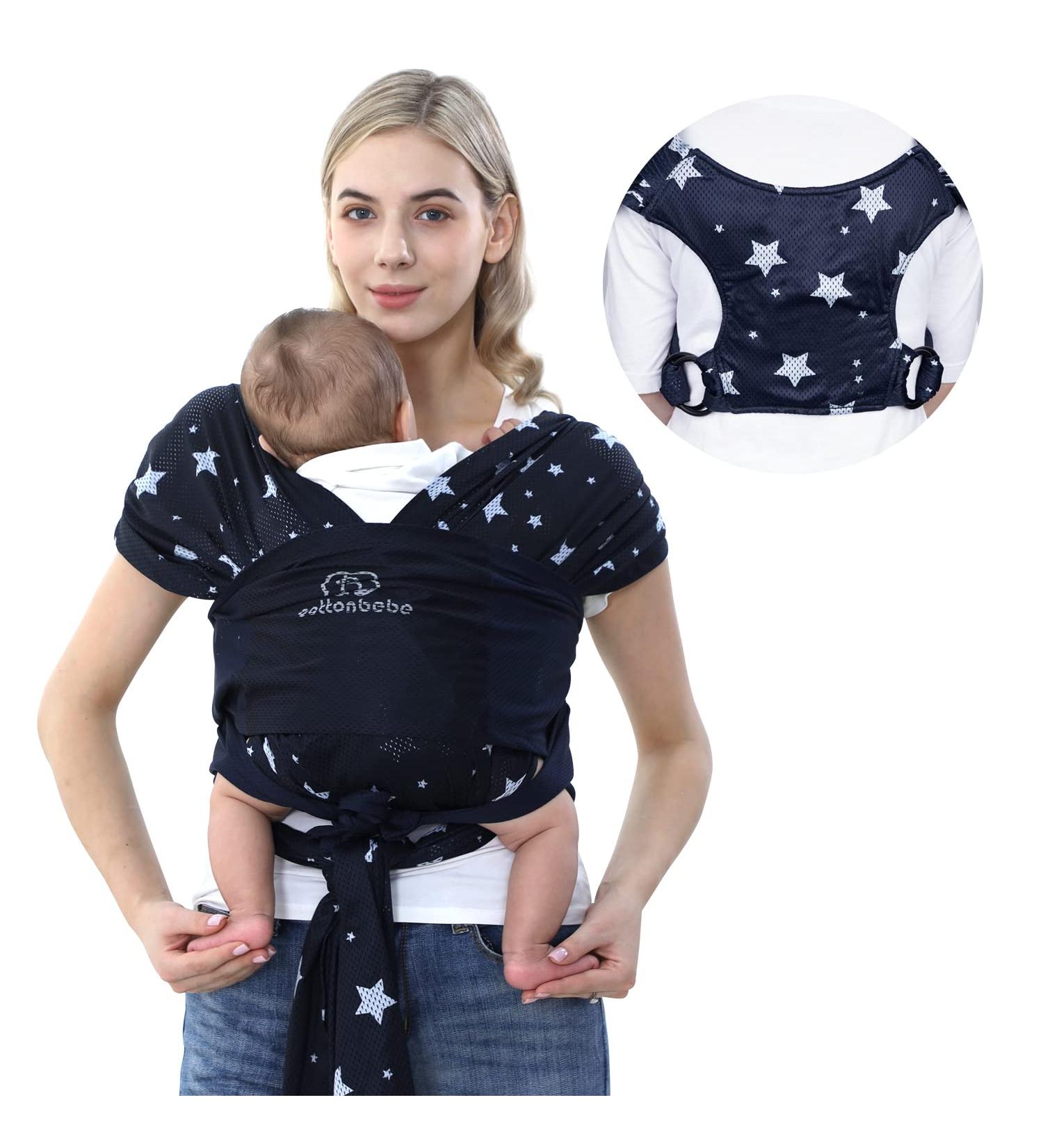 COTTONBEBE Baby Wrap Carrier | Adjustable Newborn to Toddler | Mesh Breathable | Blue - Buy Online on GoSupps.com