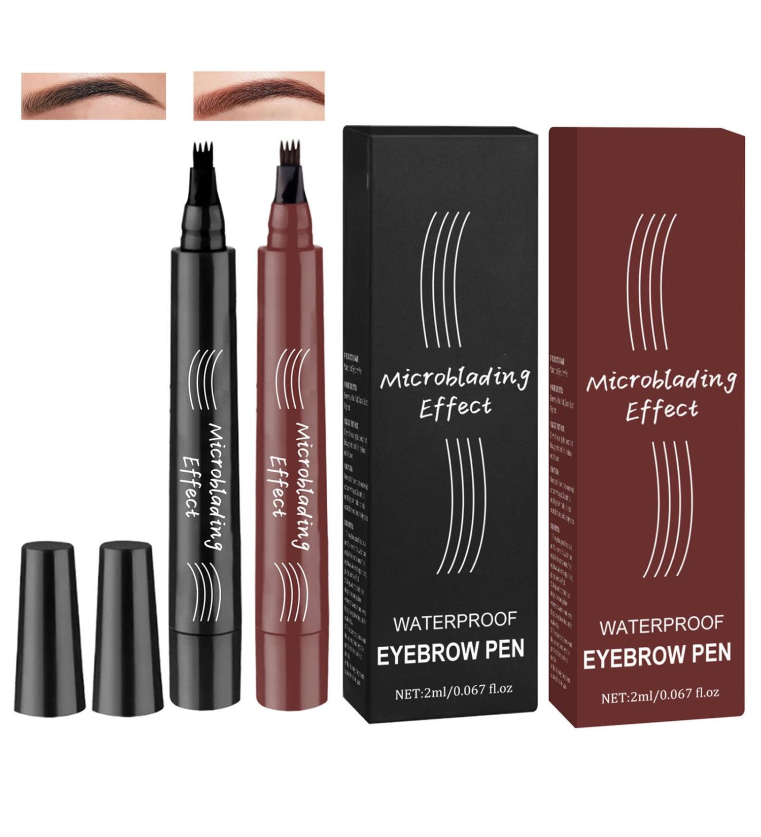 2 PCS Eyebrow Pencil Eyebrow Pen Long Lasting Waterproof Eyebrow Pencil Microblading Eyebrow Pen Eye Brow Pencils for Women Natural Looking Black & Reddish-brown 2 count (Pack of 1) 02 Black & Reddish-brown - Buy Online on GoSupps.com