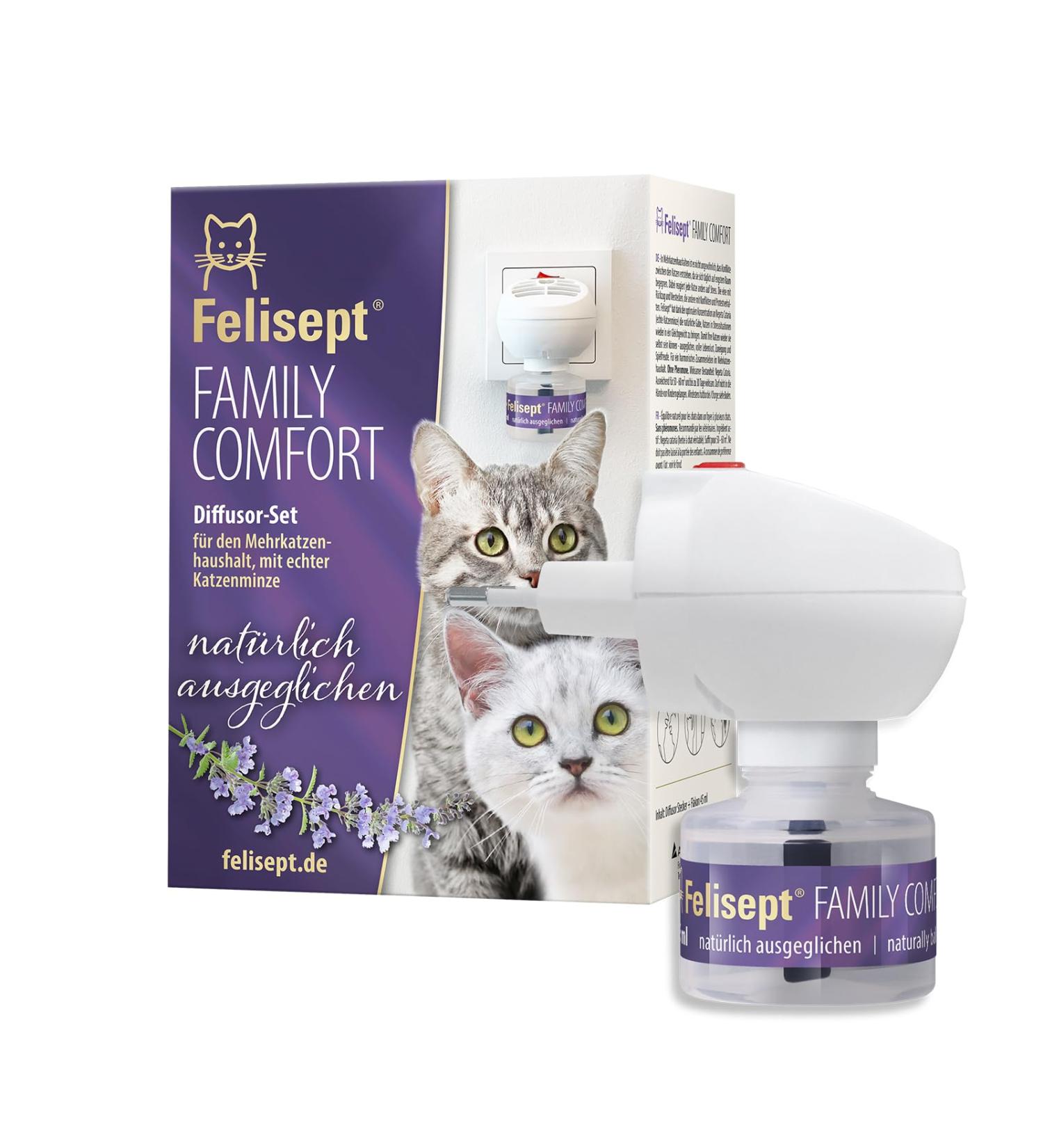 Felisept Family Comfort Starter Set for Multi-Cat Households | Natural Cat Sedative & Relaxation Agent (Evaporator + 45ml Flakon) - Buy Online on GoSupps.com