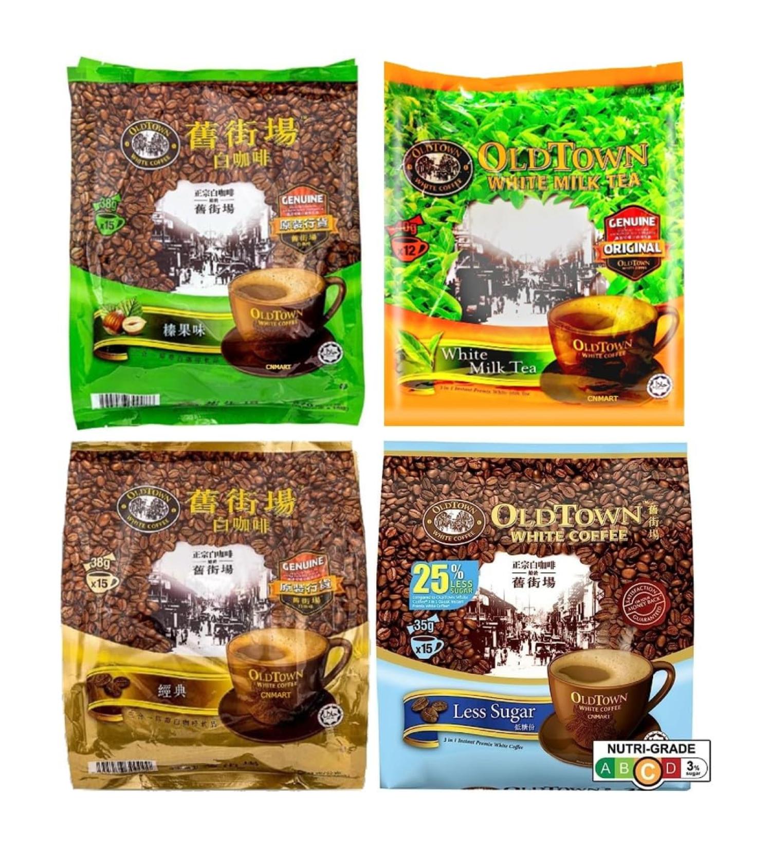 CNMART Malaysia Oldtown 3 in 1 White Coffee Hazelnut Classic Less Sugar and White Milk Tea 4 Assorted Flavours 15 Sachets (Pack of 4) - Buy Online on GoSupps.com