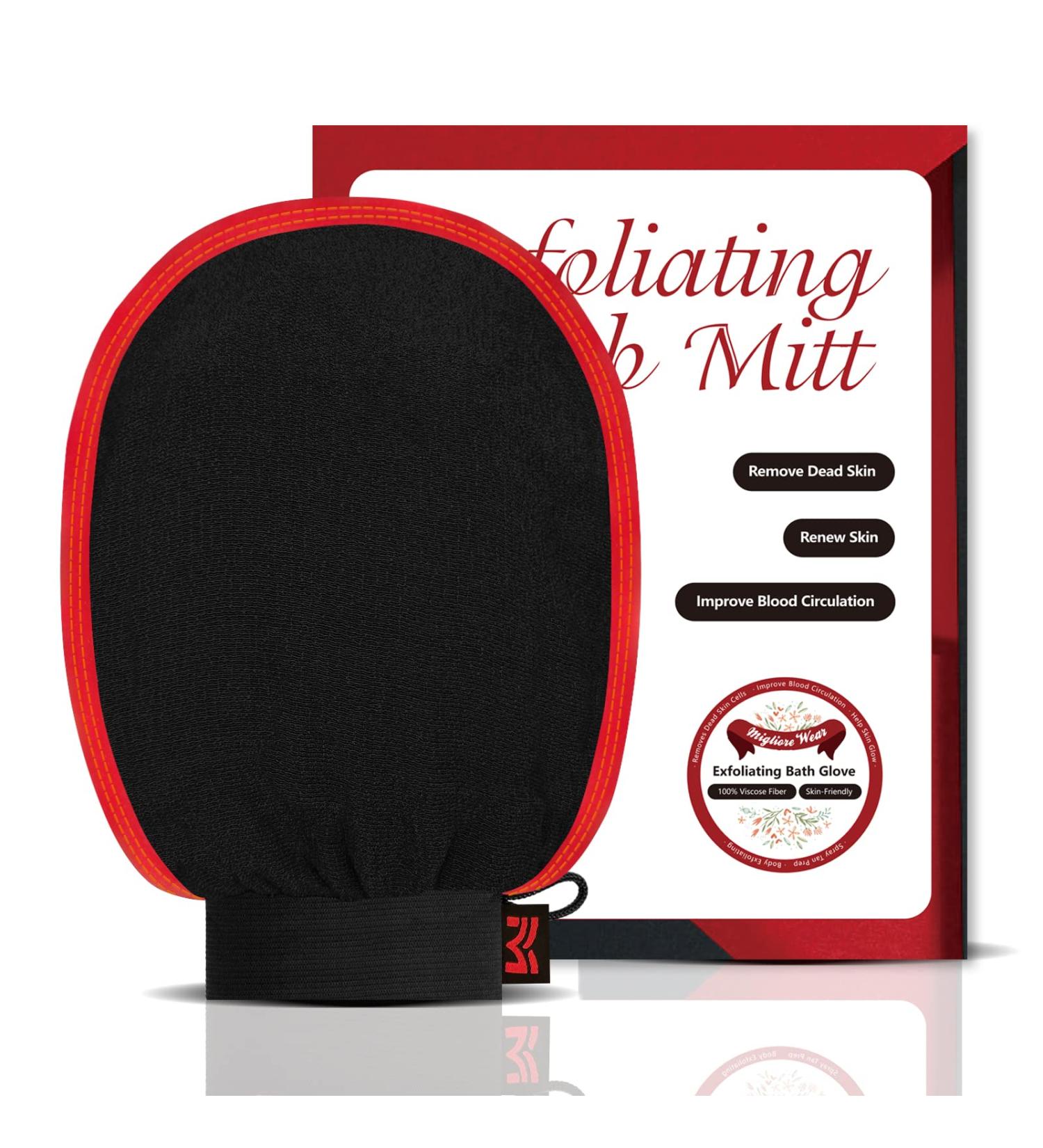 Migliore Wear Deep Exfoliating Mitt - Double Layer Bath Shower Exfoliating Glove for Natural Body Scrub | Dead Skin Remover and Ingrown Hair Treatment | Skin Cleanser for Fake Tan Removal - 1Pcs - Buy Online on GoSupps.com