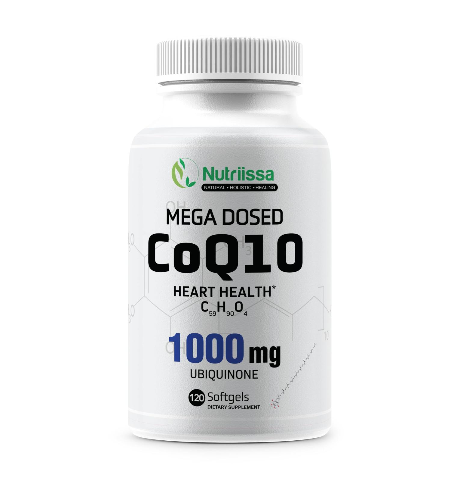 Nutriissa CoQ10 1000mg - High Dose for Cellular Energy Heart Health Recovery & Migraine Relief | Shop Internationally - Buy Online on GoSupps.com