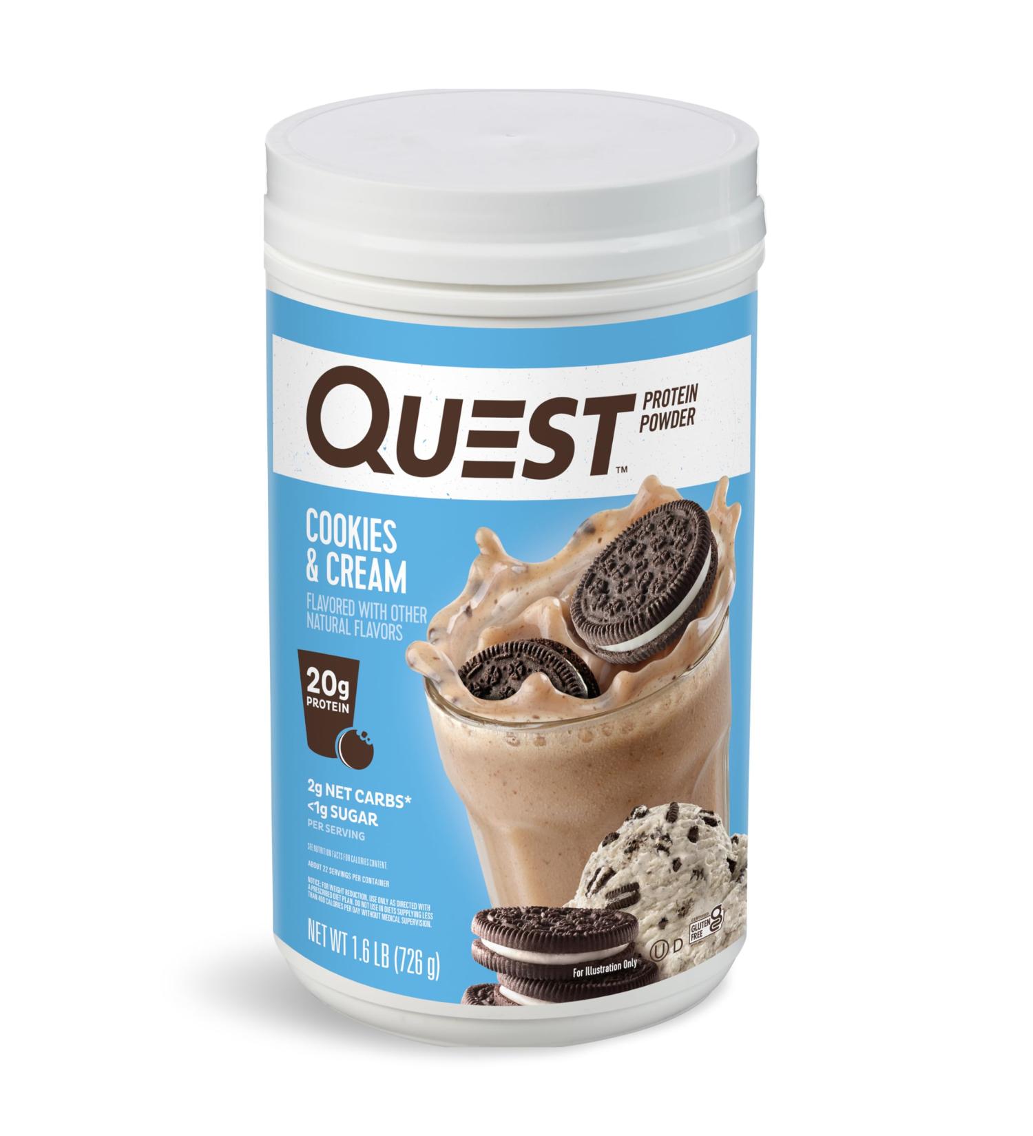 Quest Cinnamon Crunch & Cookies Cream Protein Powders 20g Protein 2g Net Carbs 1g Sugar 1.6 & 1.6 Pound - Buy Online on GoSupps.com
