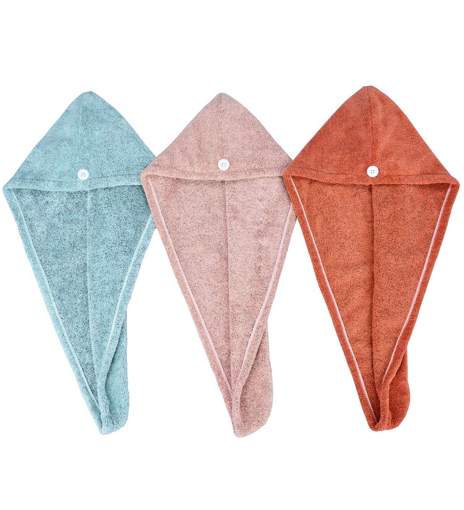 HOPESHINE Hair Towel Twist - Soft Shower Towels for Women | Hair Turban Wrap Dry Cap - 3 Pack Multicolored Gift Set - Buy Online on GoSupps.com