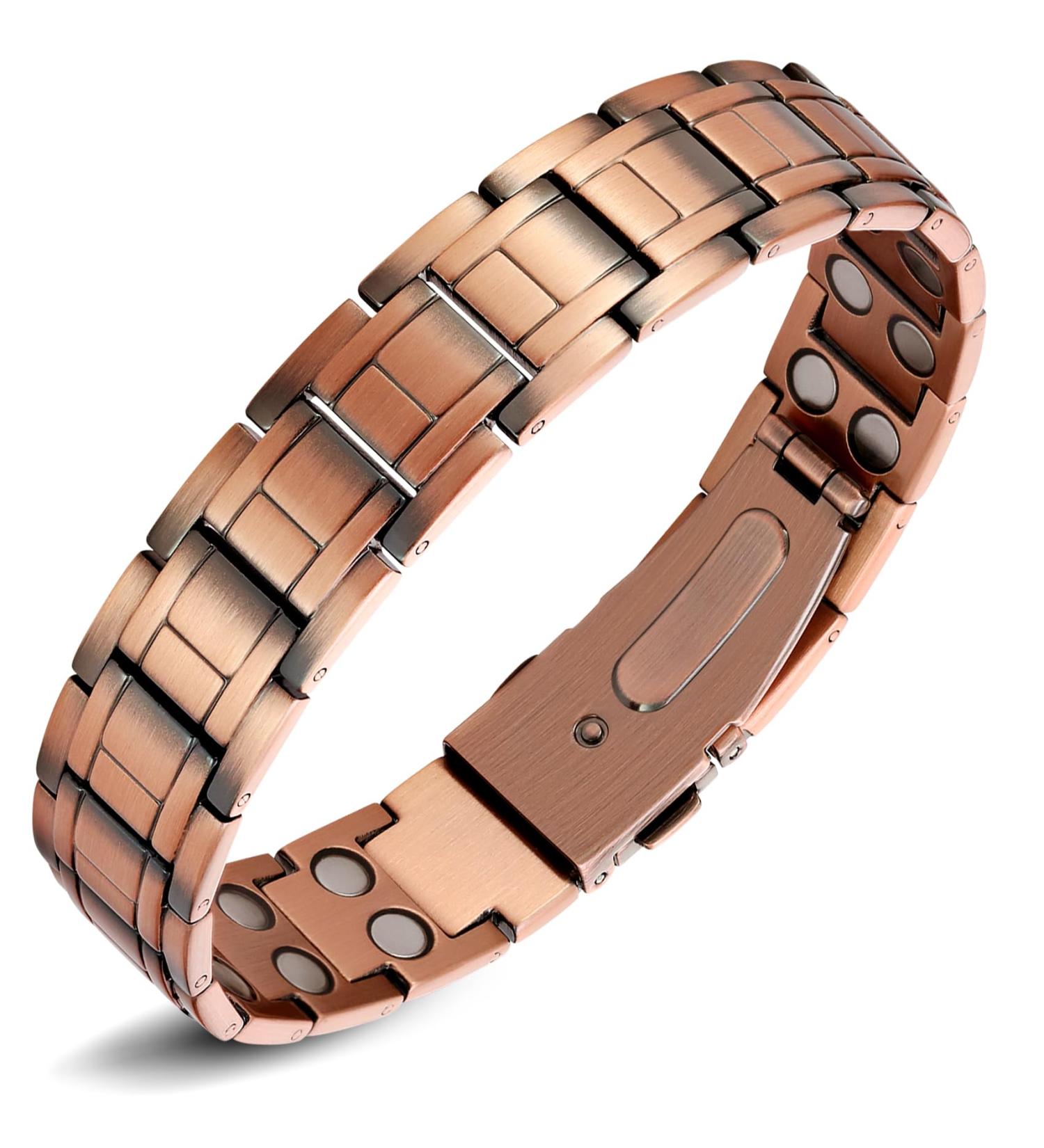 Jeracol Lymphdrainage Copper Bracelet for Men - Magnetic Bracelet with Improved Folding Lock & Gift Box | Perfect Jewelry Gift - Buy Online on GoSupps.com