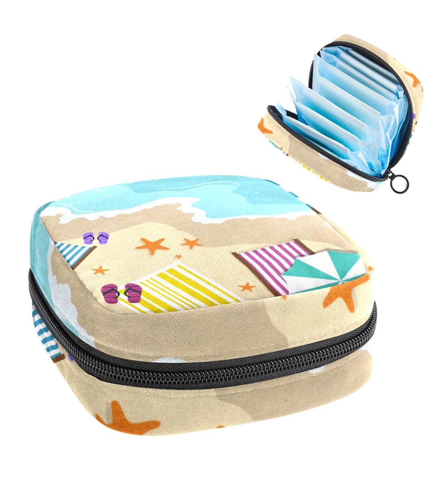 Women's Bonds Storage Bags - Portable Beach Pattern Period Kit & Pocket Feminine Product Bag - Buy Online on GoSupps.com