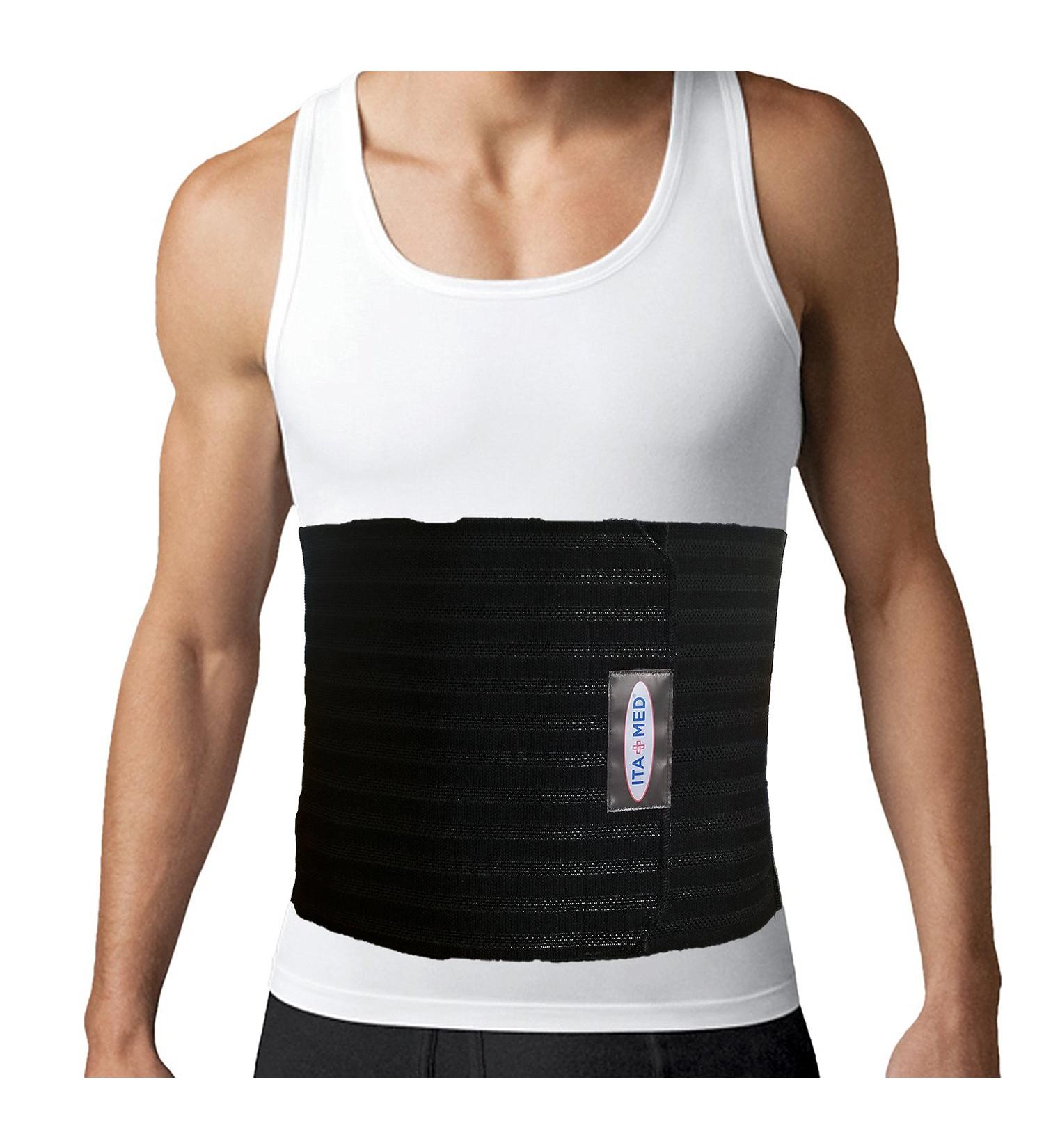 ITA-MED Men's Breathable Elastic Abdominal and Back Support Wrap/Binder 9 Inch - Medium, Black - Buy Online on GoSupps.com