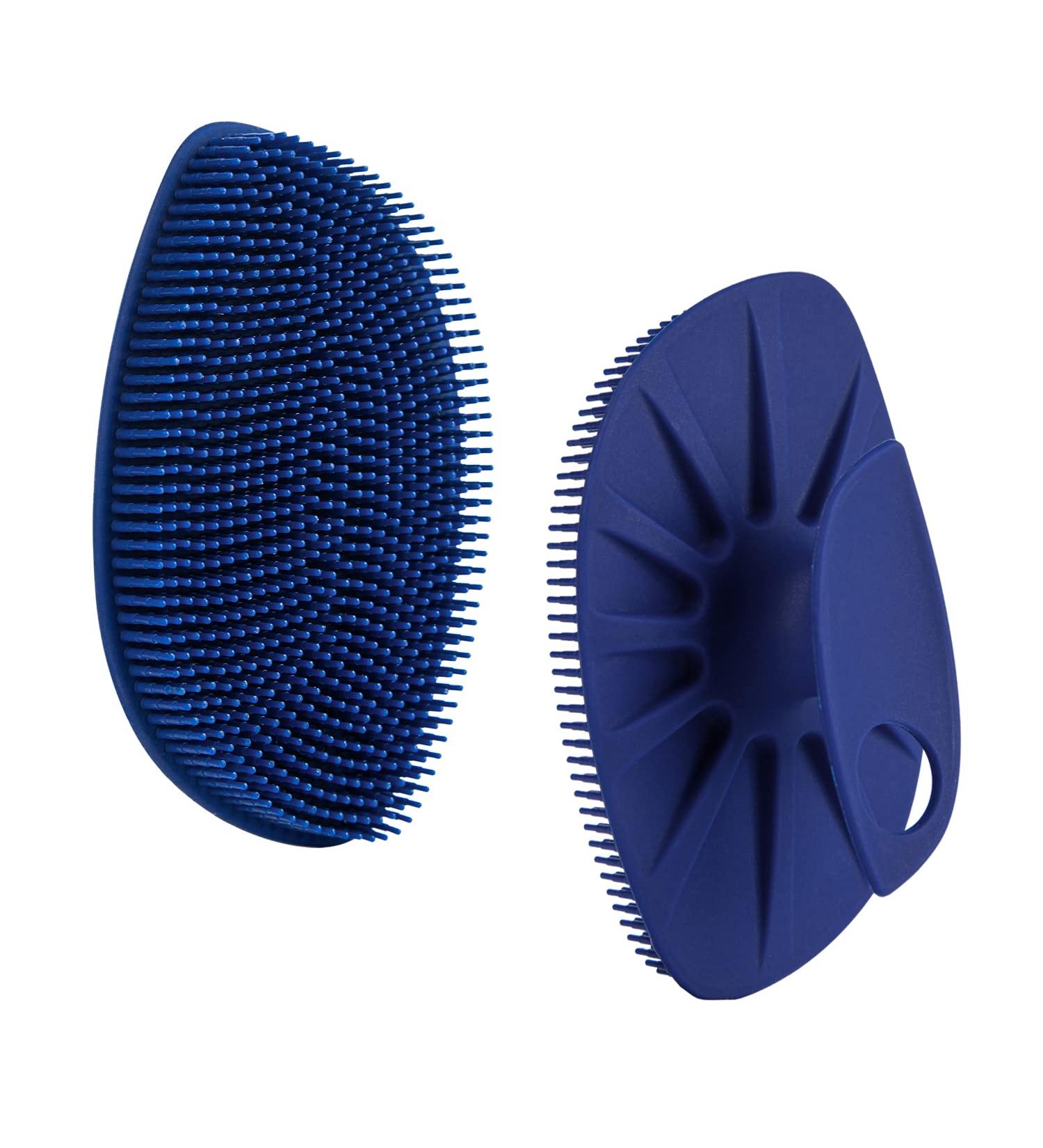 YEADMAL Exfoliating Silicone Body Scrubber Shower Brush - Gentle Massage Loofah Bath Scrub for Men, Women, Baby - Hygienic & Lathers Well - 1 Pack (Dark Blue) - Buy Online on GoSupps.com