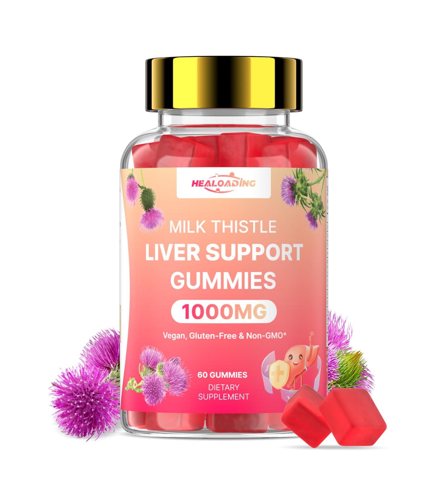 Milk Thistle Liver Detox Gummies: Sugar-Free Milk Thistle Supplement 1000mg with Turmeric NAC and Folate for Liver Cleanse Detox & Repair and Antioxidant Support Non-GMO Gluten-Free Herbal Supplement - Buy Online on GoSupps.com