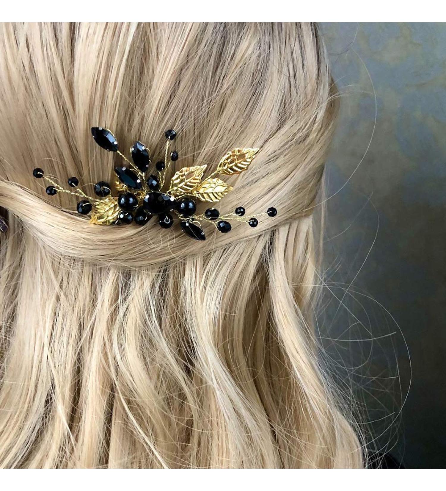 Anglacesmade Bridal Purple Crystal Hair Comb Amethyst Hair Piece Wedding Hair Accessories for Women and Girls (Black) - Buy Online on GoSupps.com