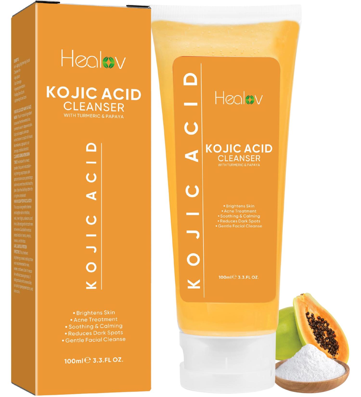 Kojic Acid Soap for Hyperpigmentation | Skin Brightening Papaya Face & Body Wash | Reduces Dark Spots Acne & Scars | Turmeric Facial Cleanser for Glowing Skin - Buy Online on GoSupps.com