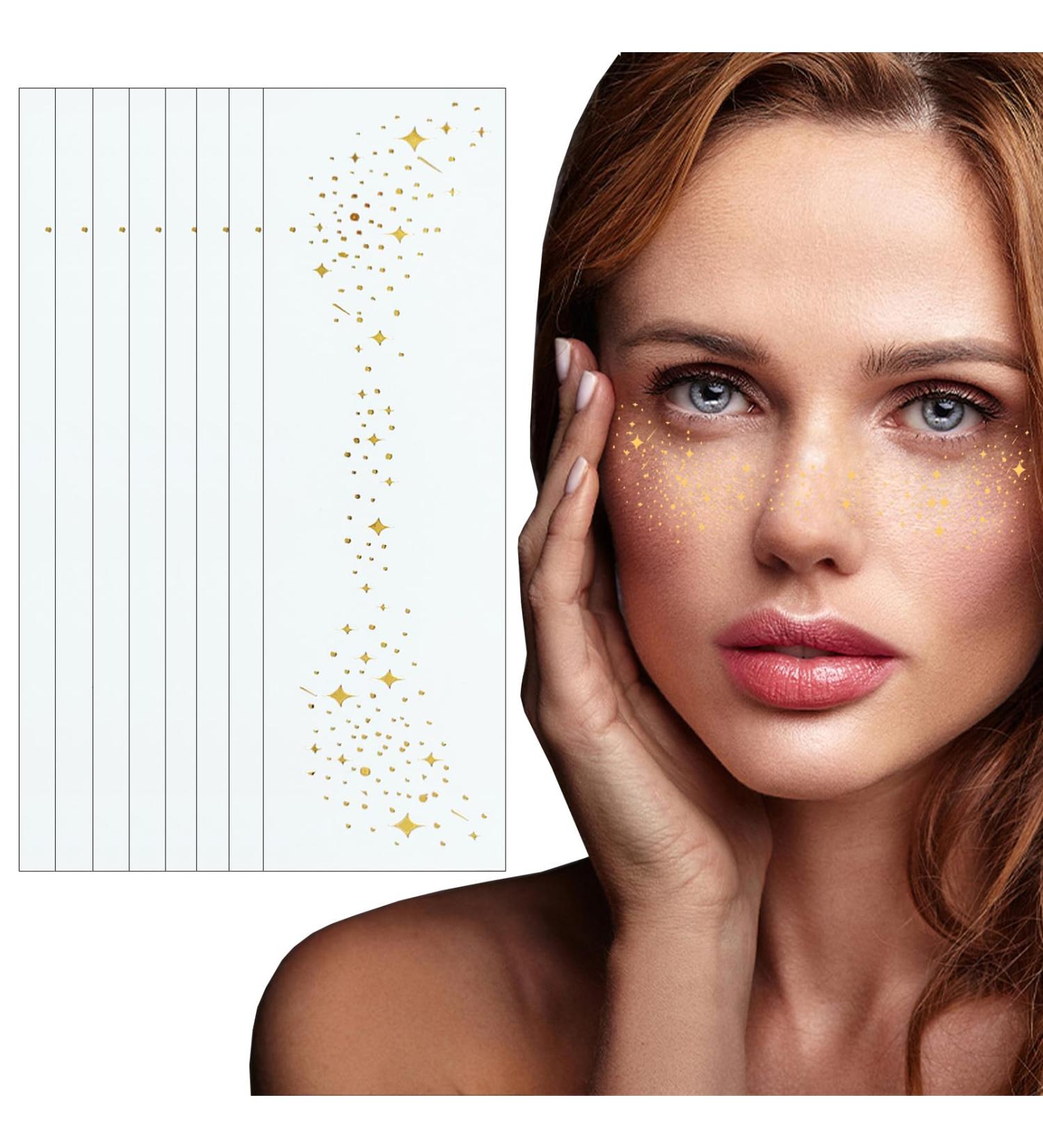 Shop 8 PCS Gold Face Glitter Makeup Patches Glow Up Speckles for Women | International Shipping Available - Buy Online on GoSupps.com