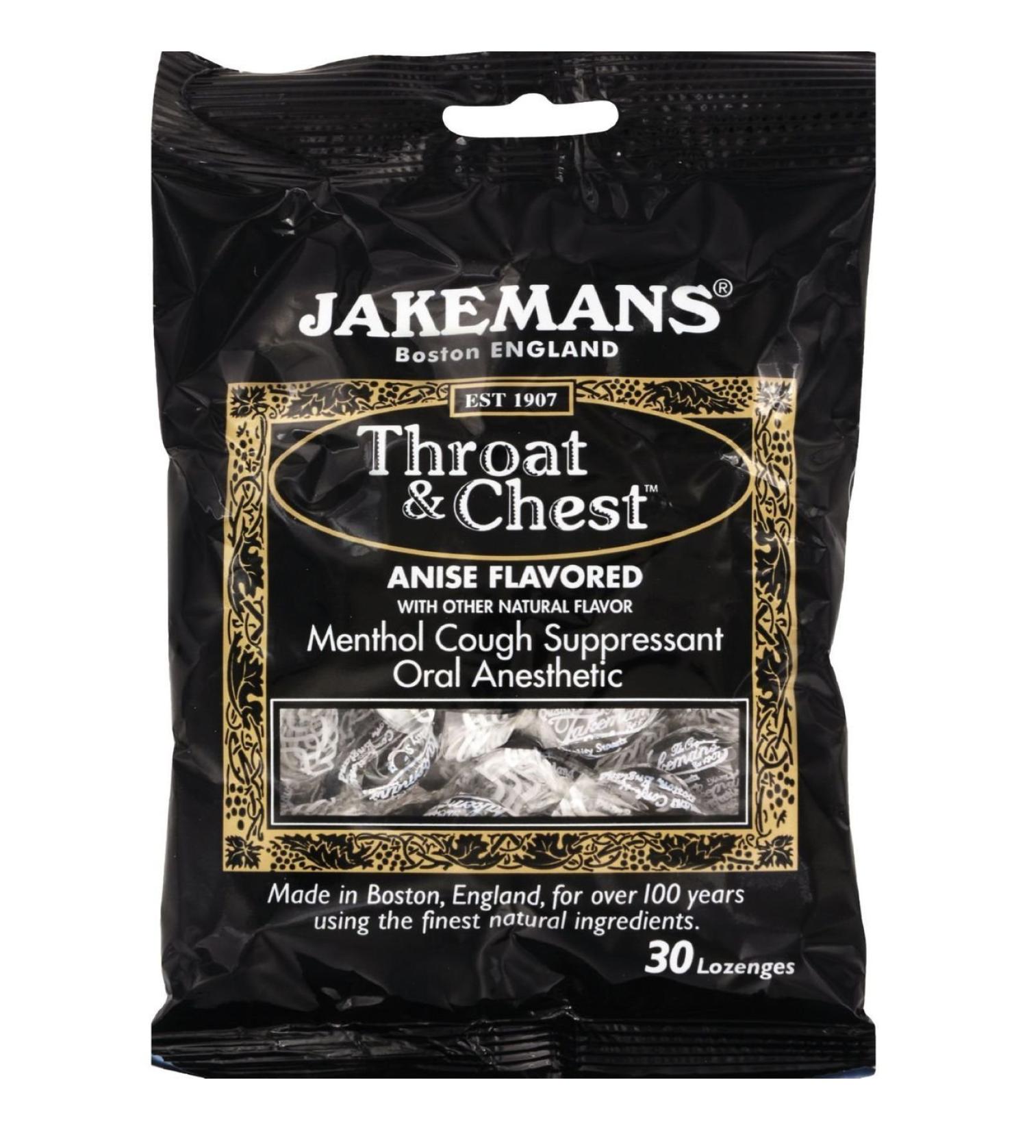 Jakemans Lozenge - Throat and Chest - Licorice - 30 Count