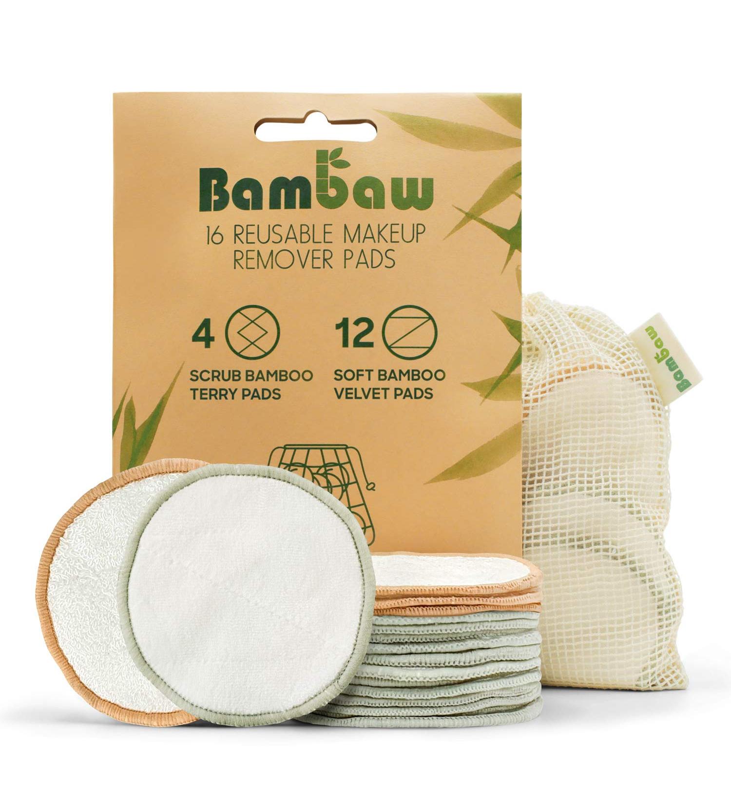 Bambaw Reusable Makeup Remover Pads - 16 Cotton Rounds with Laundry Bag - Eco-Friendly Face Pads for Eye Makeup Removal - Washable and Sustainable Beauty Cloth - Buy Online on GoSupps.com