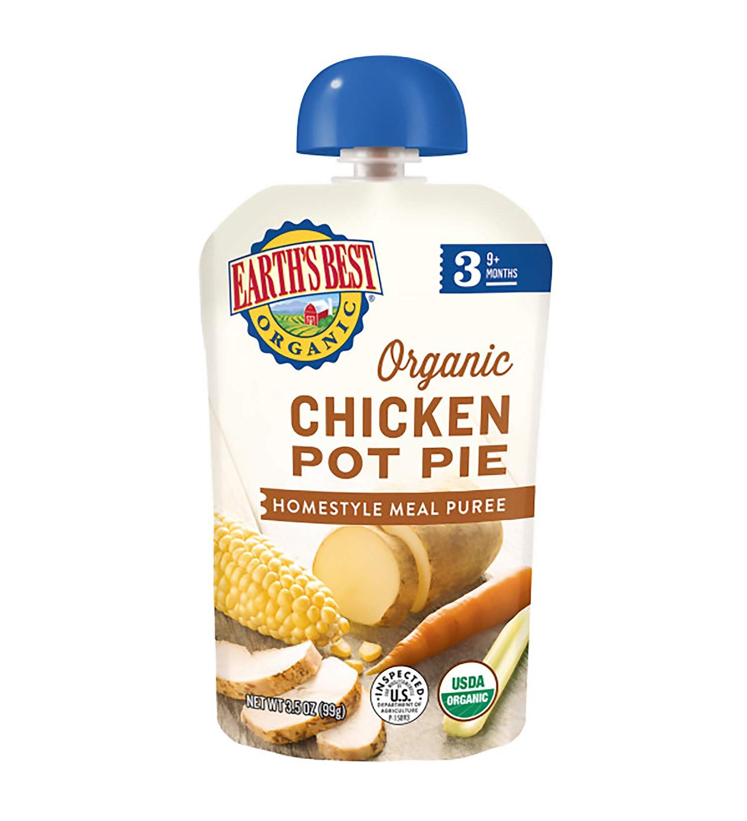 Earth's Best Organic Stage 3 Baby Food Chicken Pot Pie 3.5 oz Pouch - Pack of 6 - Buy Online on GoSupps.com