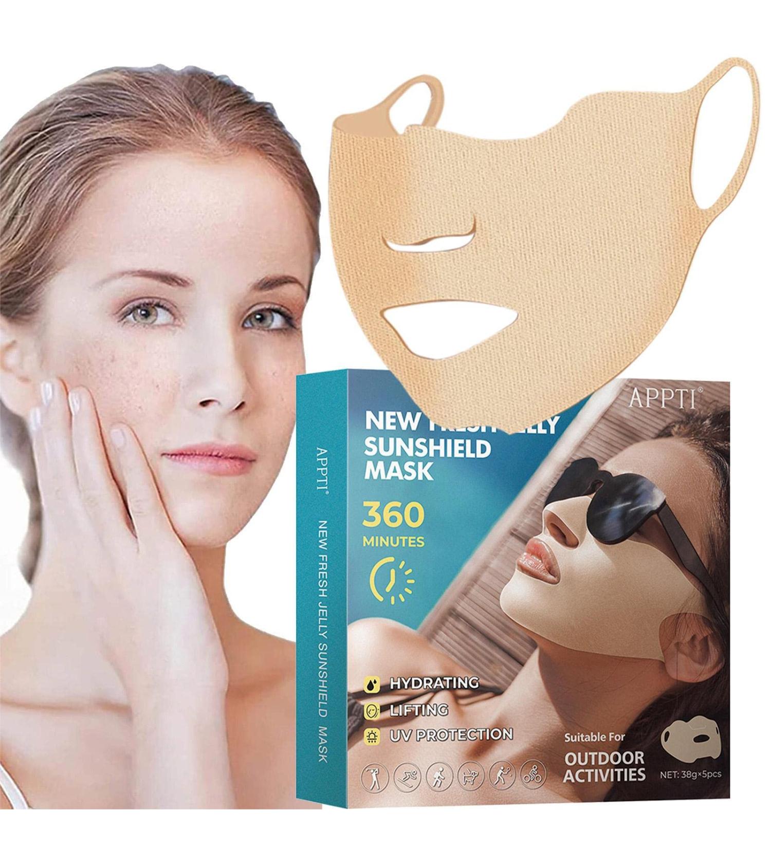 Facynde Sun Protection Paving - 5 UV Protection Golf Gel Patches with Ear Loops | Moisturizing Facial Covers for Cycling & Mountaineering - Buy Online on GoSupps.com