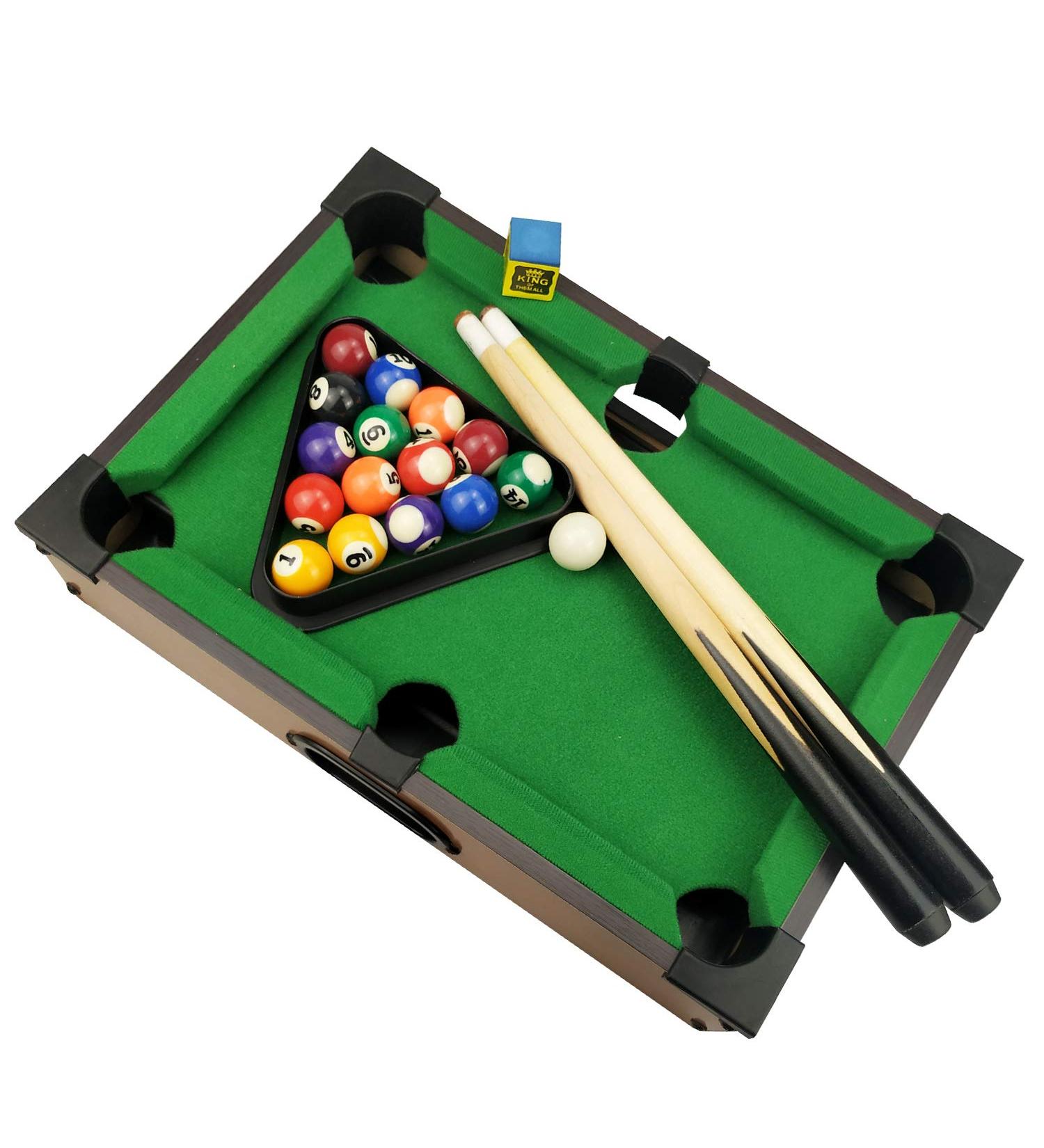 Benfu Mini Table Billiards Game Set - Includes Pool Table, 15 Colorful Balls, Cue Ball, Sticks, Chalk & Triangle - Perfect for Home and Office Desktop Fun - Buy Online on GoSupps.com
