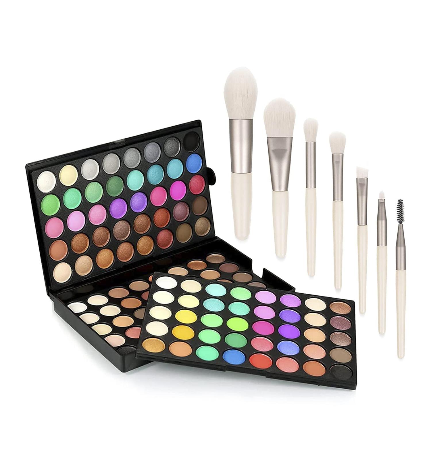 120 Colors Eyeshadow Palette & 7-Part Makeup Brush Set - Waterproof Matte & Shimmer Professional Cosmetic Kit - Buy Online on GoSupps.com