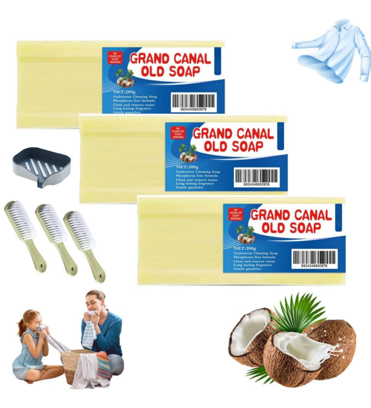 Homezo Grand Canal Soap Grand Canal Old Soap Underwear Cleaning Soap Bars Grand Canal and Remove Stain Clothes Natural Stain Remover Bar Soap The Magic Soap Bar Stain Remover (3pcs) - Buy Online on GoSupps.com