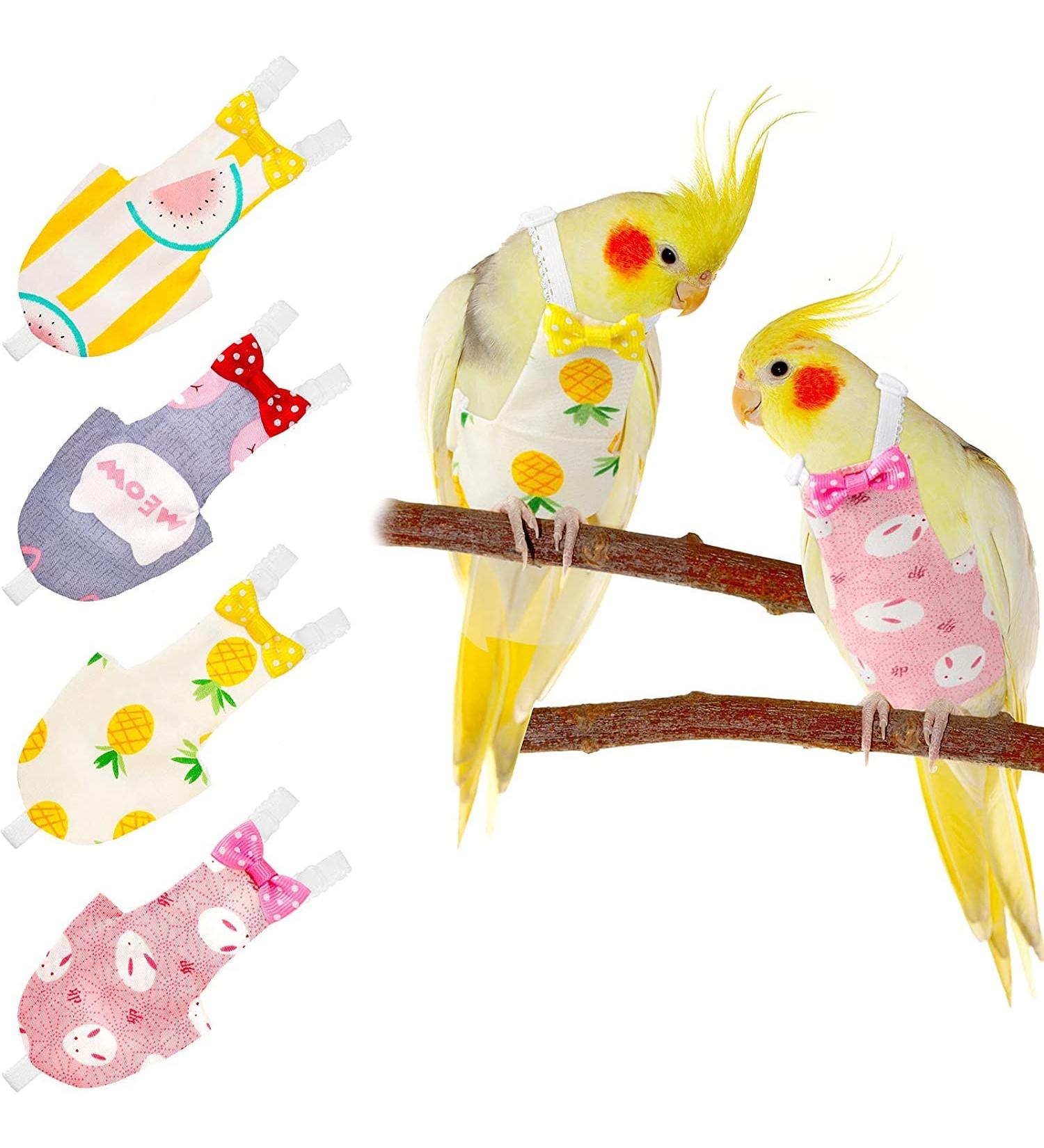 Namvo 4 Pieces Bird Diapers Flight Suite Liners Washable Reusable Protective Parrot Nappy Clothes with Waterproof Inner Layer Cute Urine Wet Suit for Parrot Macaw Budgies Parakeet M Size - Buy Online on GoSupps.com