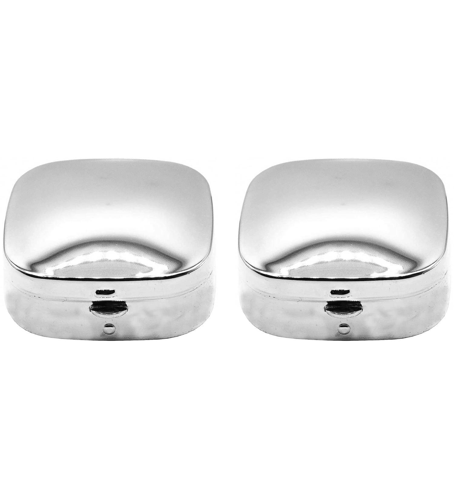 Dual-Compartment Square Pocket Purse Pill Box Set - Silver Classic Organizer for On-the-Go - Buy Online on GoSupps.com