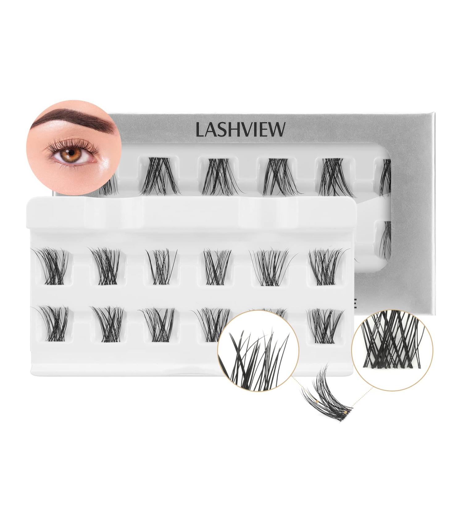 LASHVIEW DIY Individual Cluster Lashes - Natural 10mm - Featherlight Synthetic Lashes - Reusable - Transparent - Buy Online on GoSupps.com