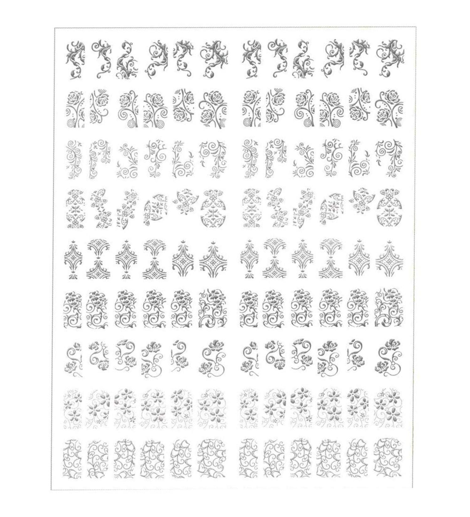 108Pc 3D Silver Flower Nail Art Stickers Decals - DIY Decoration Tools - Buy Online on GoSupps.com