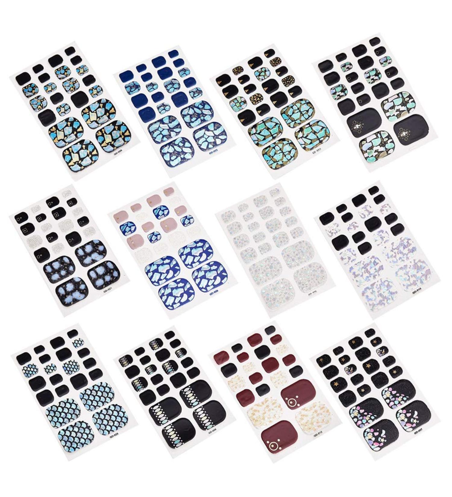 FRCOLOR Girls Para U as 12pcs Sheets Toenail Polish Strips Toe Nail Art Stickers Decals Full Cover Foot Decals Toenail Sticker Nails Wraps False Nail Design Manicure Set For Women Calcomanias - Buy Online on GoSupps.com
