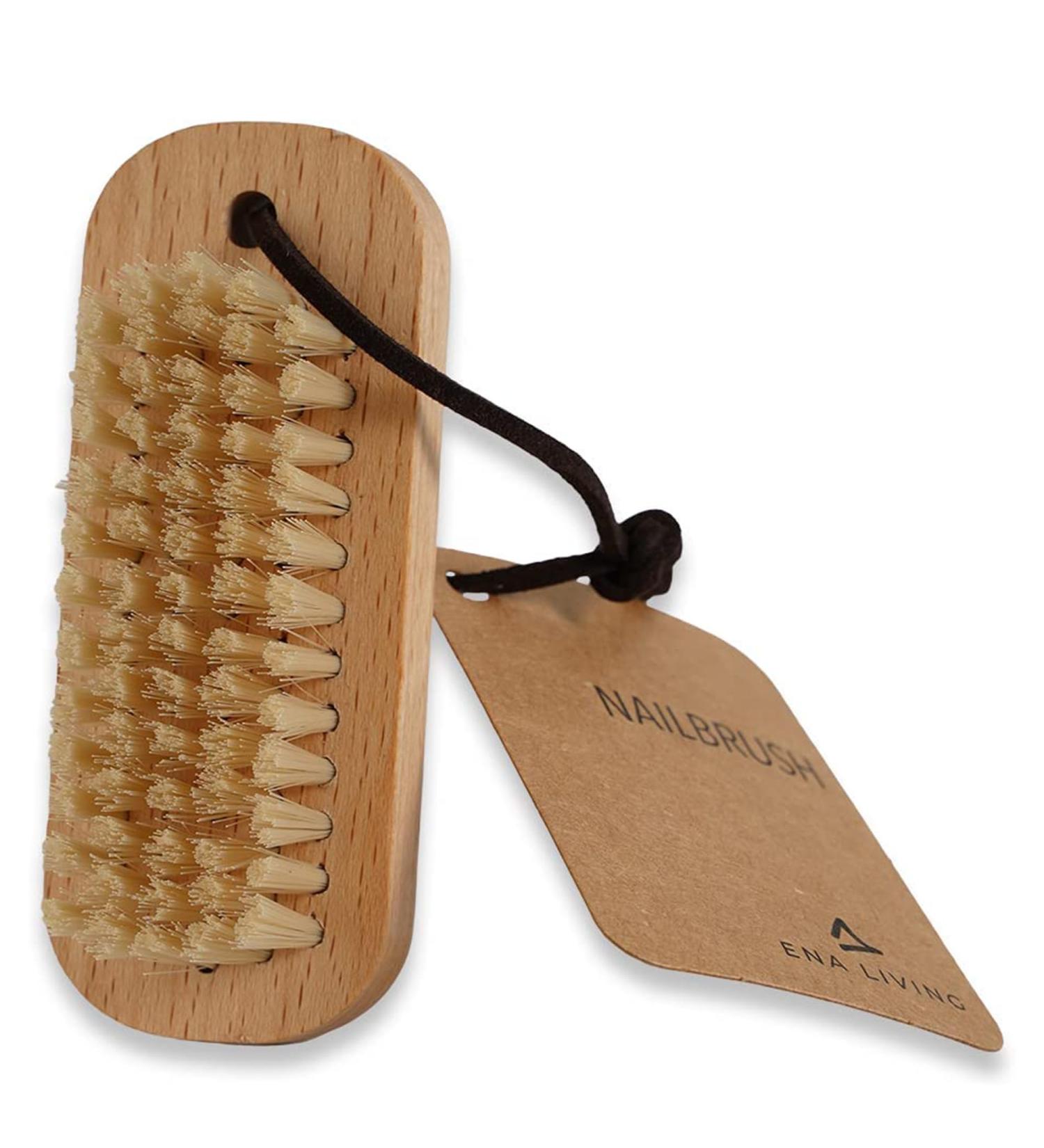 ENA Living Nail Brush (9.5x3.3 cm) | Wooden Eco Nail Brush | Sustainable Wooden Nail Brush Made From Beechwood | Long Lasting and Sturdy Natural Nail Brush Cleaner - Buy Online on GoSupps.com