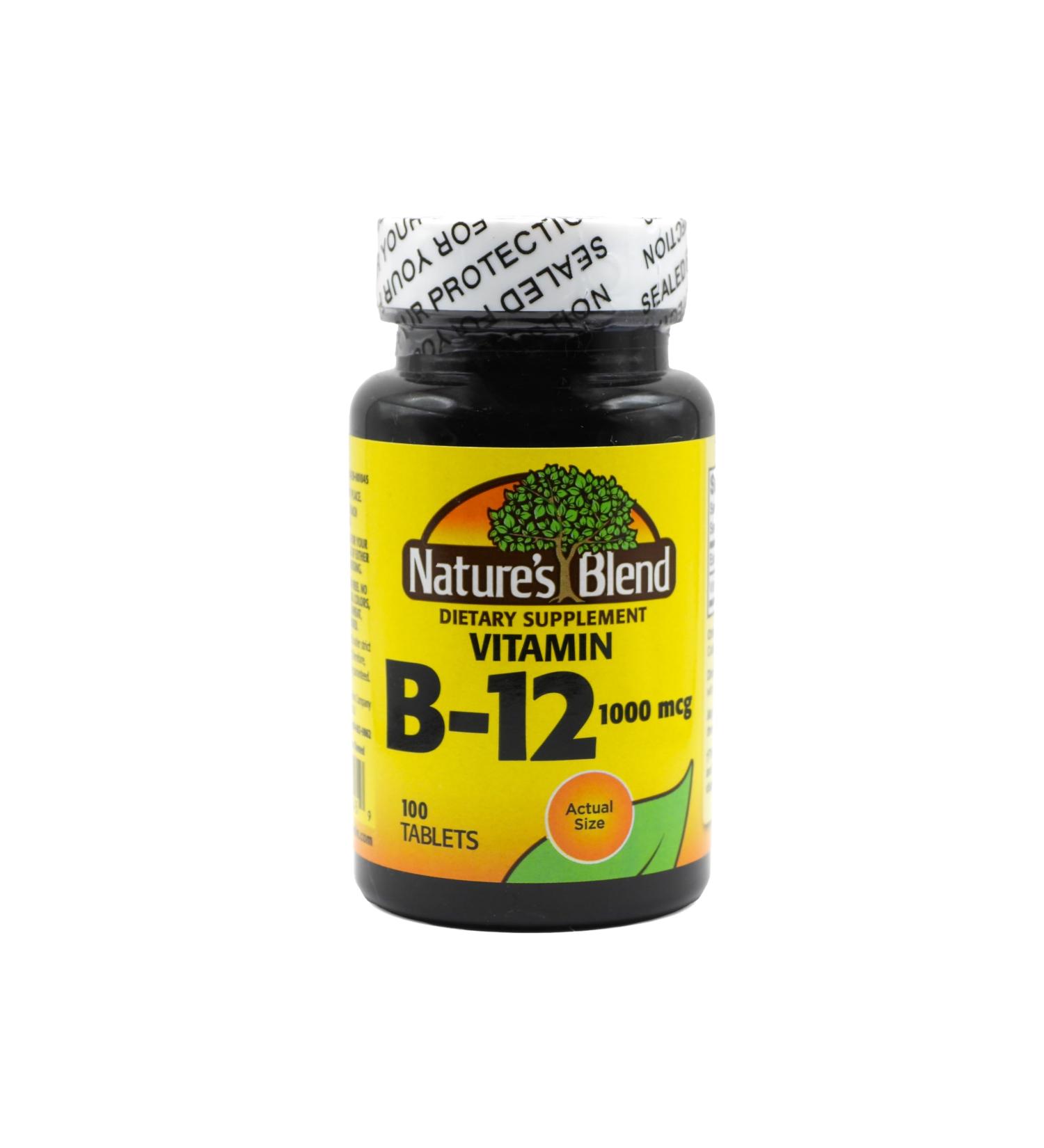 Nature's Blend Vitamin B-12 1000 MCG 100 Tablets - Boosts Energy Supports Nerve Health Enhances Metabolism and Promotes Red Blood Cell Formation
