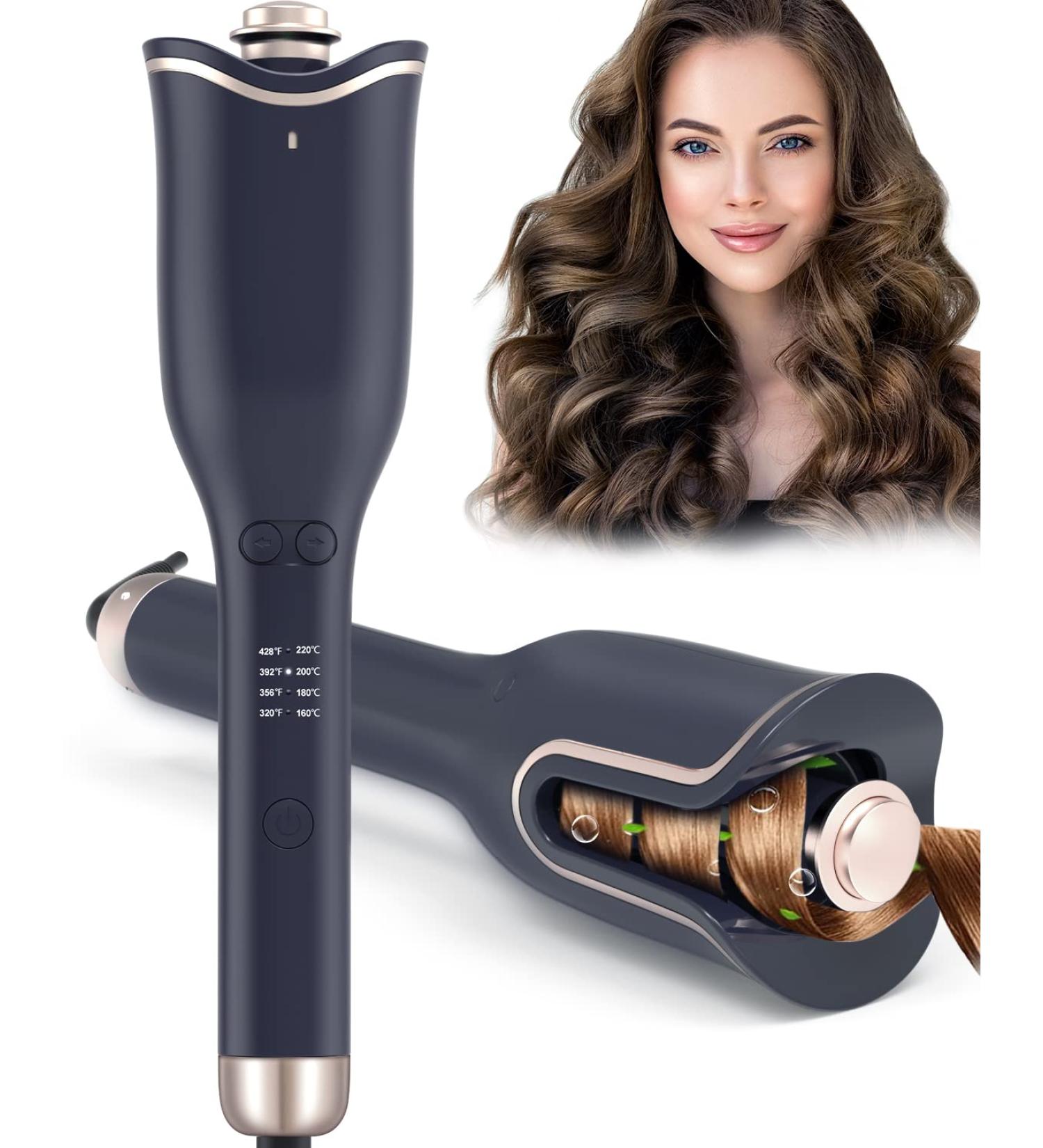 Automatic Hair Curling Iron - 1 Large Rotating Barrel 4 Temps & 3 Timer Settings Dual Voltage Curler for Long Hair Safety Auto Shut-Off - Buy Online on GoSupps.com